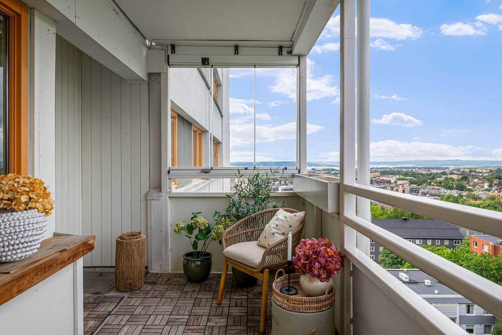 Flott balkong på ca. 8 m² med gode solforhold. Sidevegger har felt med glass - som gir den et lunt preg. Galleribilde