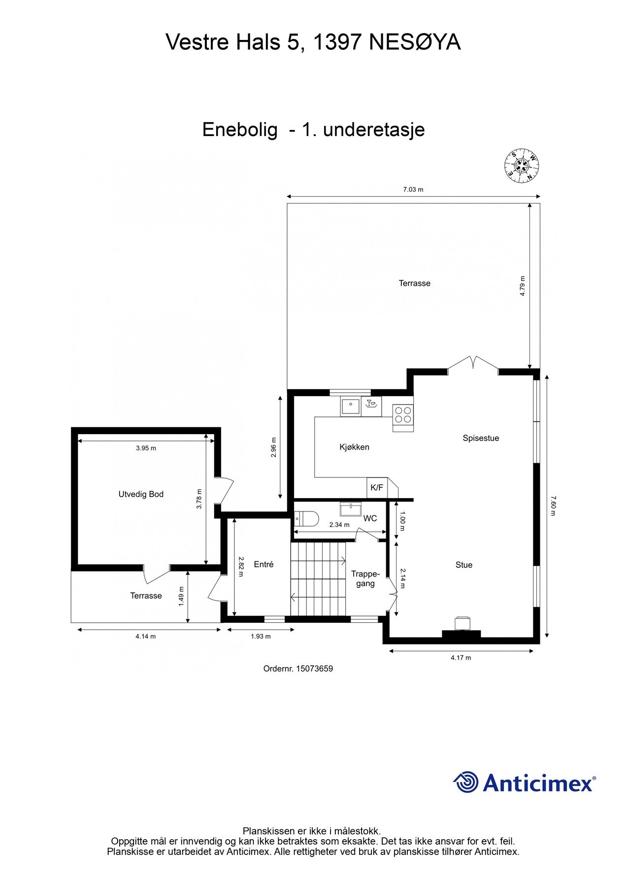 Vi starter med å ta en titt på plantegningene til første etasje på tilbygget. Galleribilde