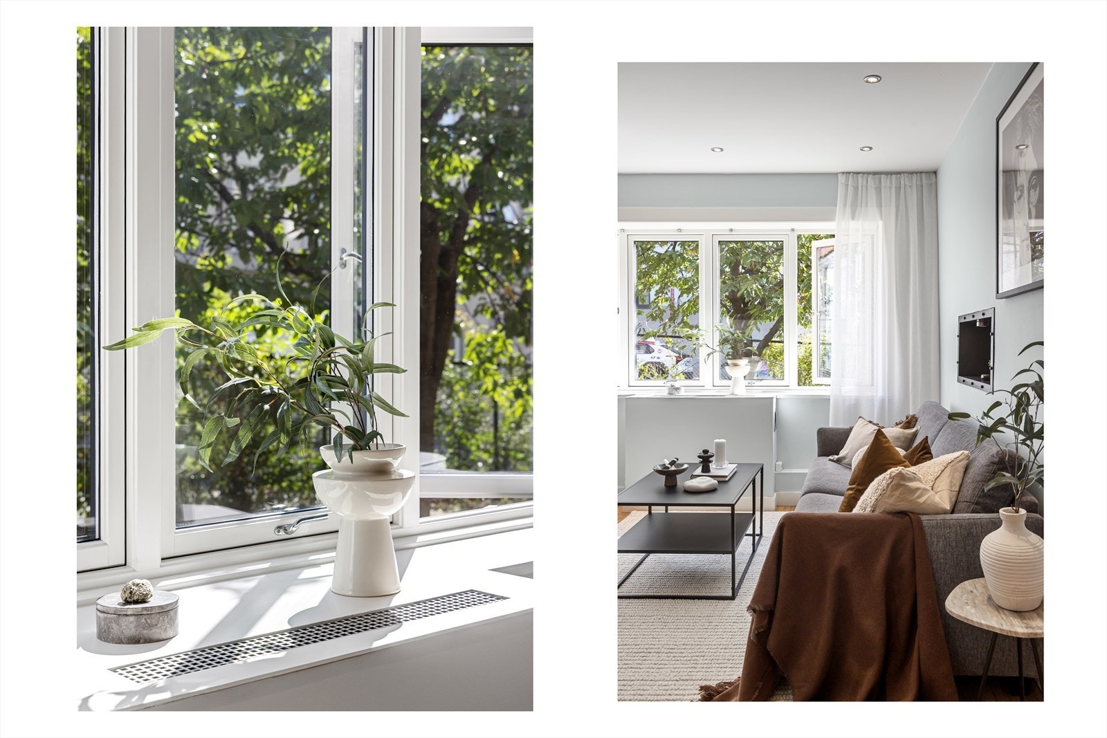 Lys, romslig og hyggelig stue med store vindusflater og fint utsyn. Galleribilde