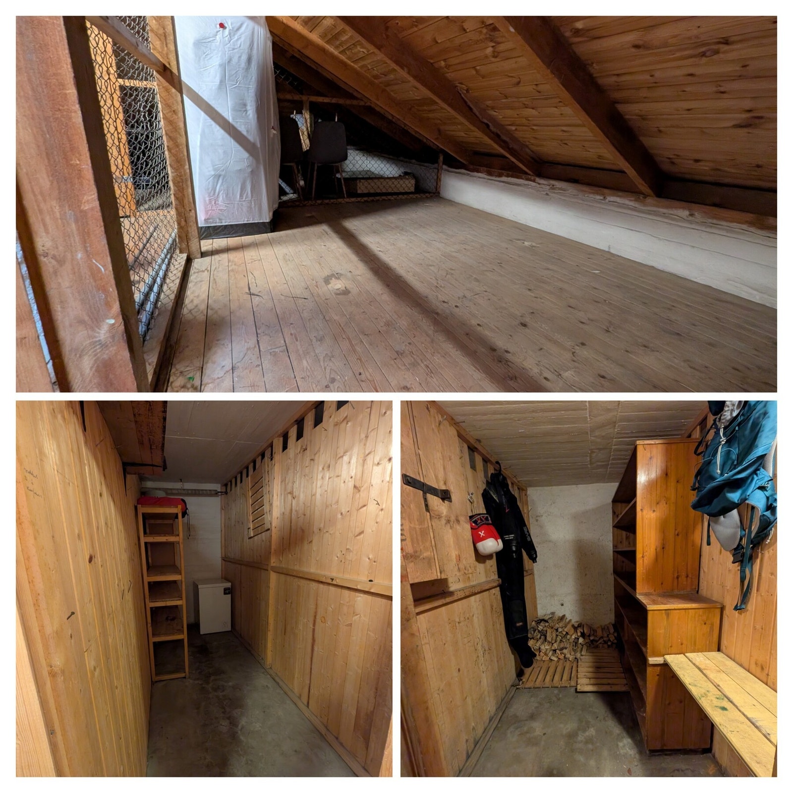 Leiligheten disponerer tre boder, hvorav to i kjeller og én på loftet. Galleribilde