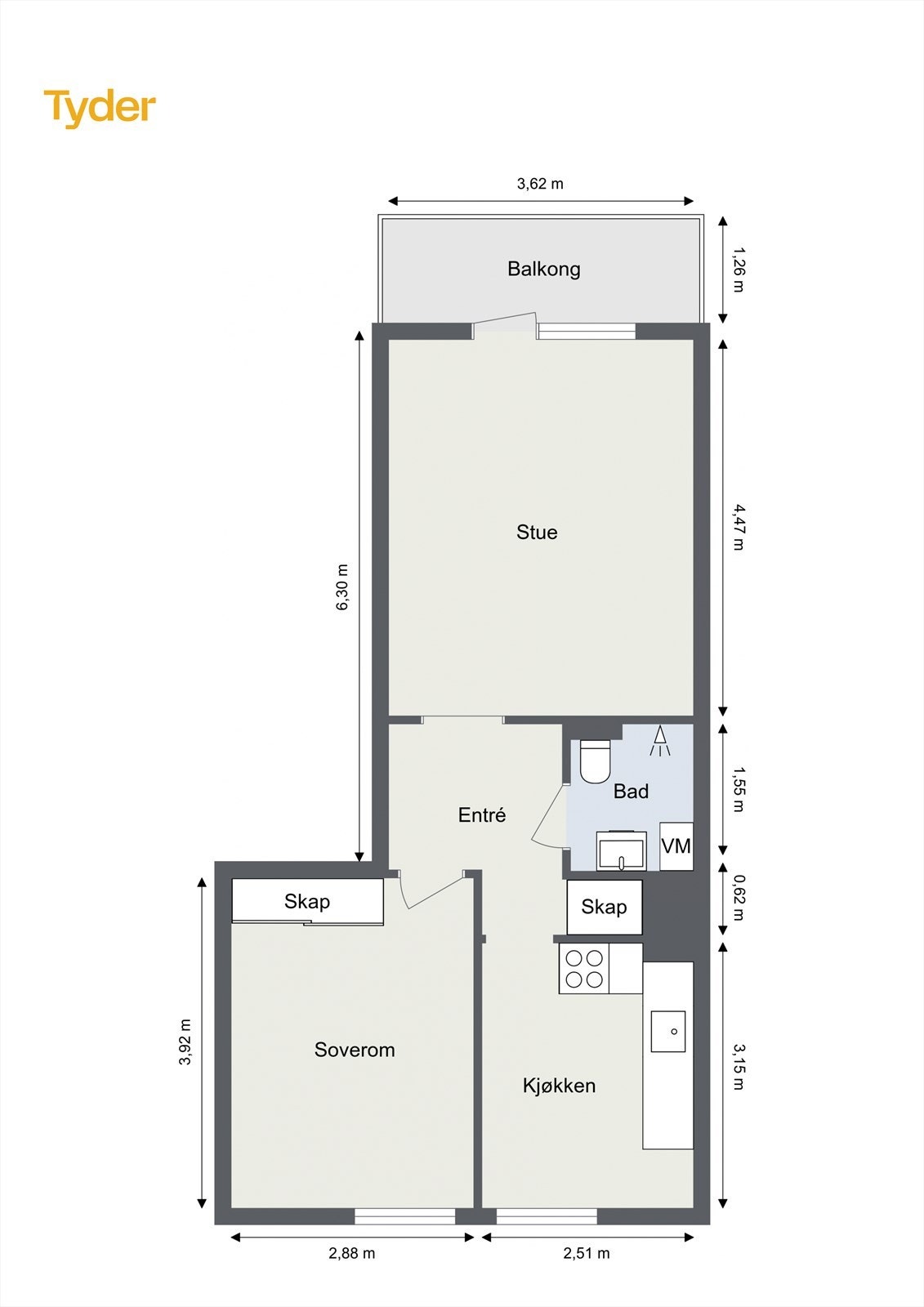 Leiligheten har gjennomgående planløsning som gir god flyt mellom alle rom. Galleribilde