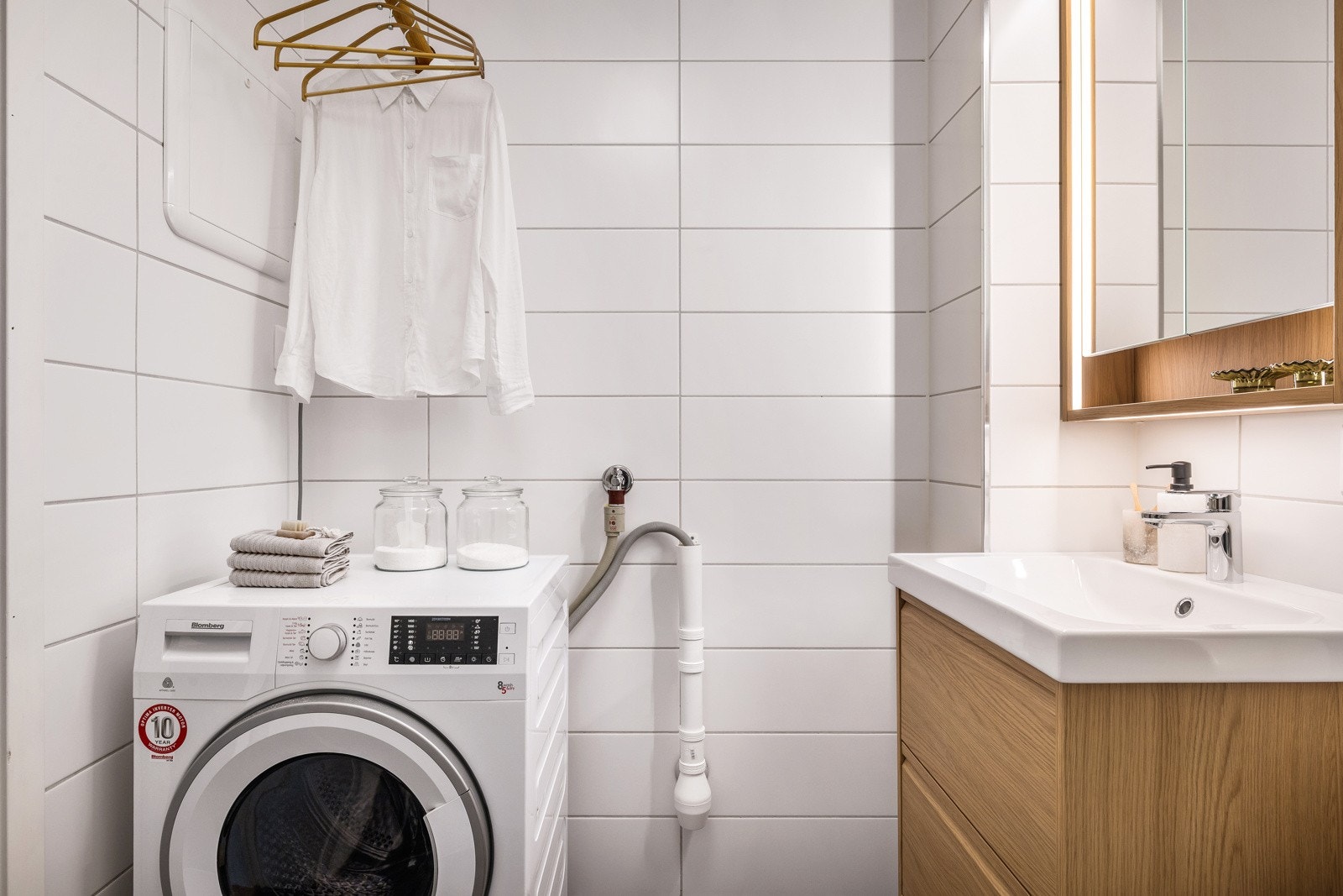 Opplegg til vaskemaskin og rør i rør system Galleribilde