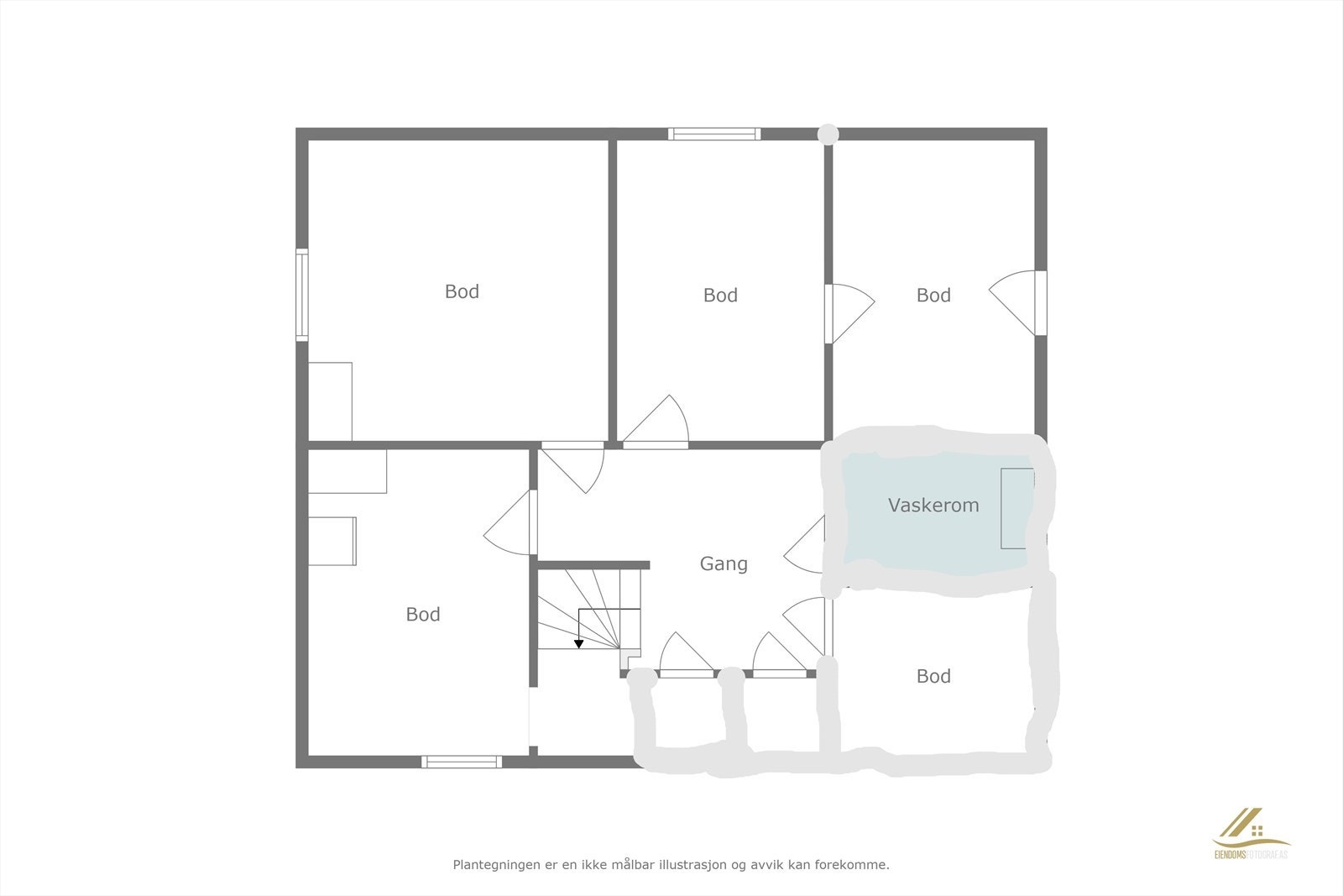 Kjeller. Markert i grått tilhører denne enheten. Galleribilde