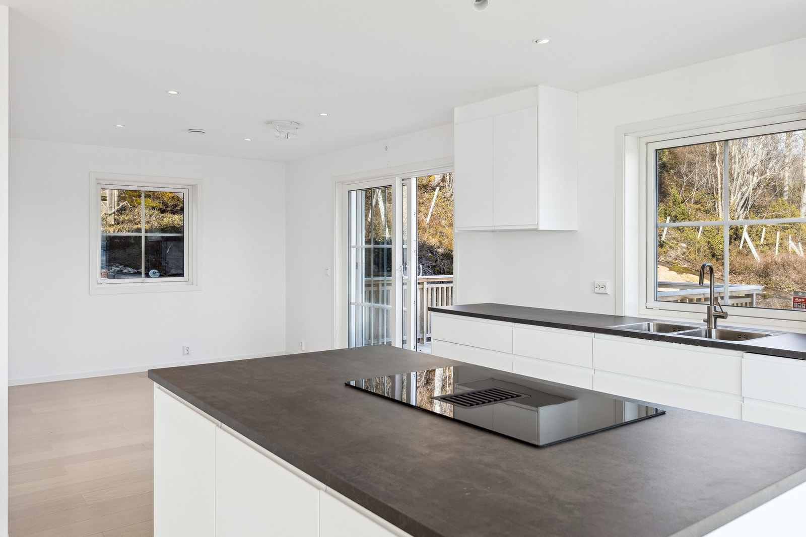 Ventilator integrert i induksjonstopp med avtrekk via yttervegg - diskret og effektivt Galleribilde