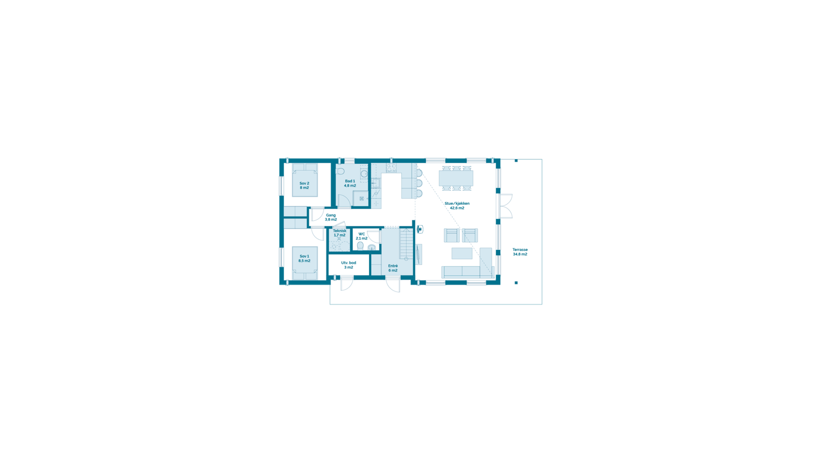 Plantegning hovedplan Frøya 90 Galleribilde