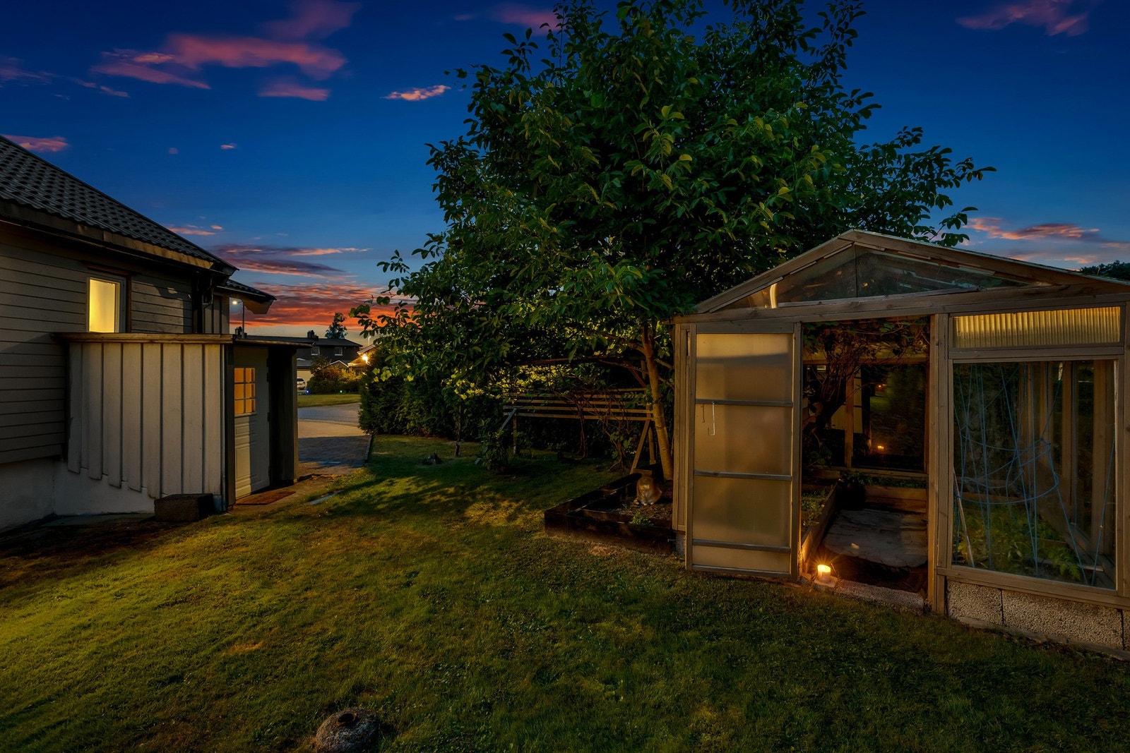 I hagen er det et flott drivhus Galleribilde