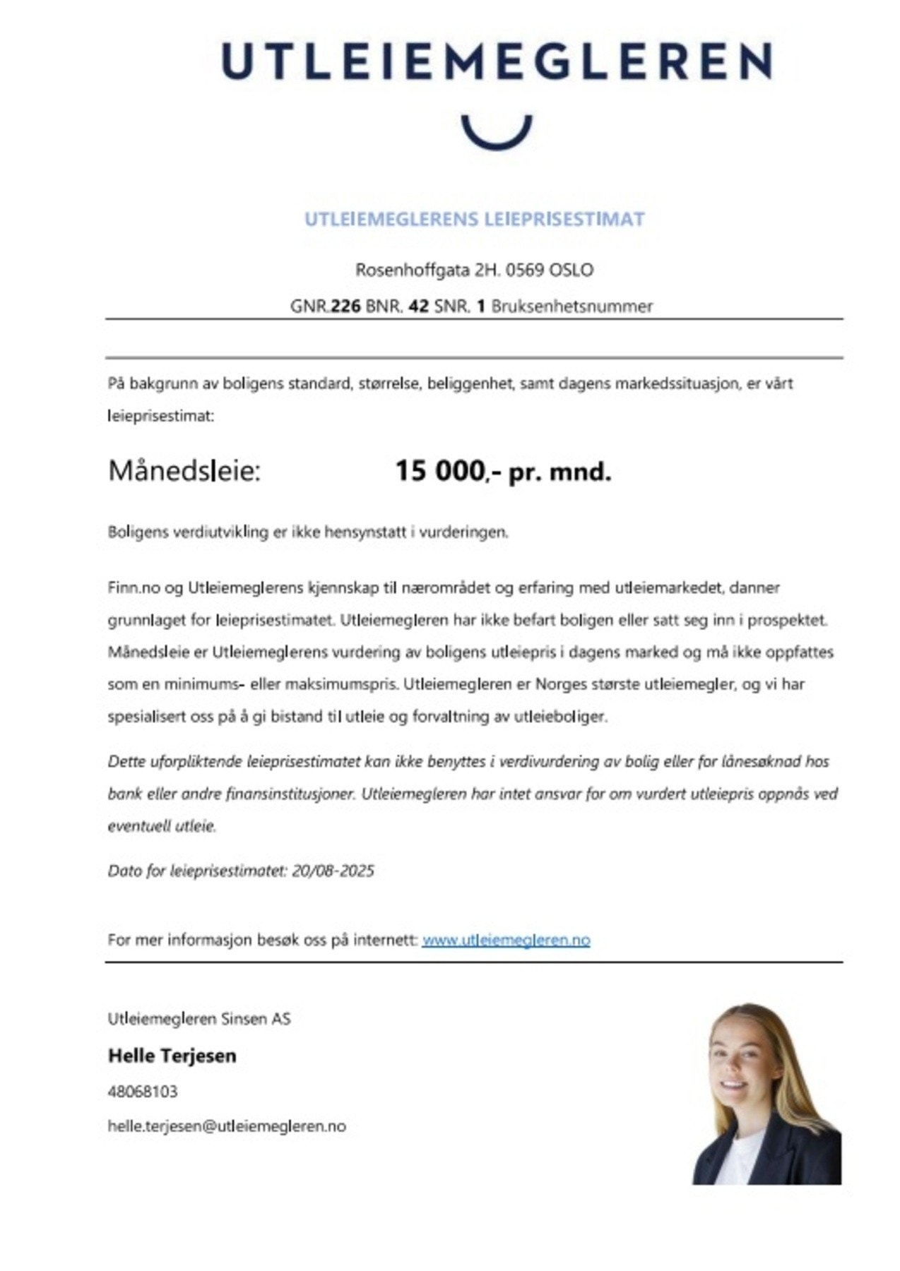 Utleievurdering. Galleribilde