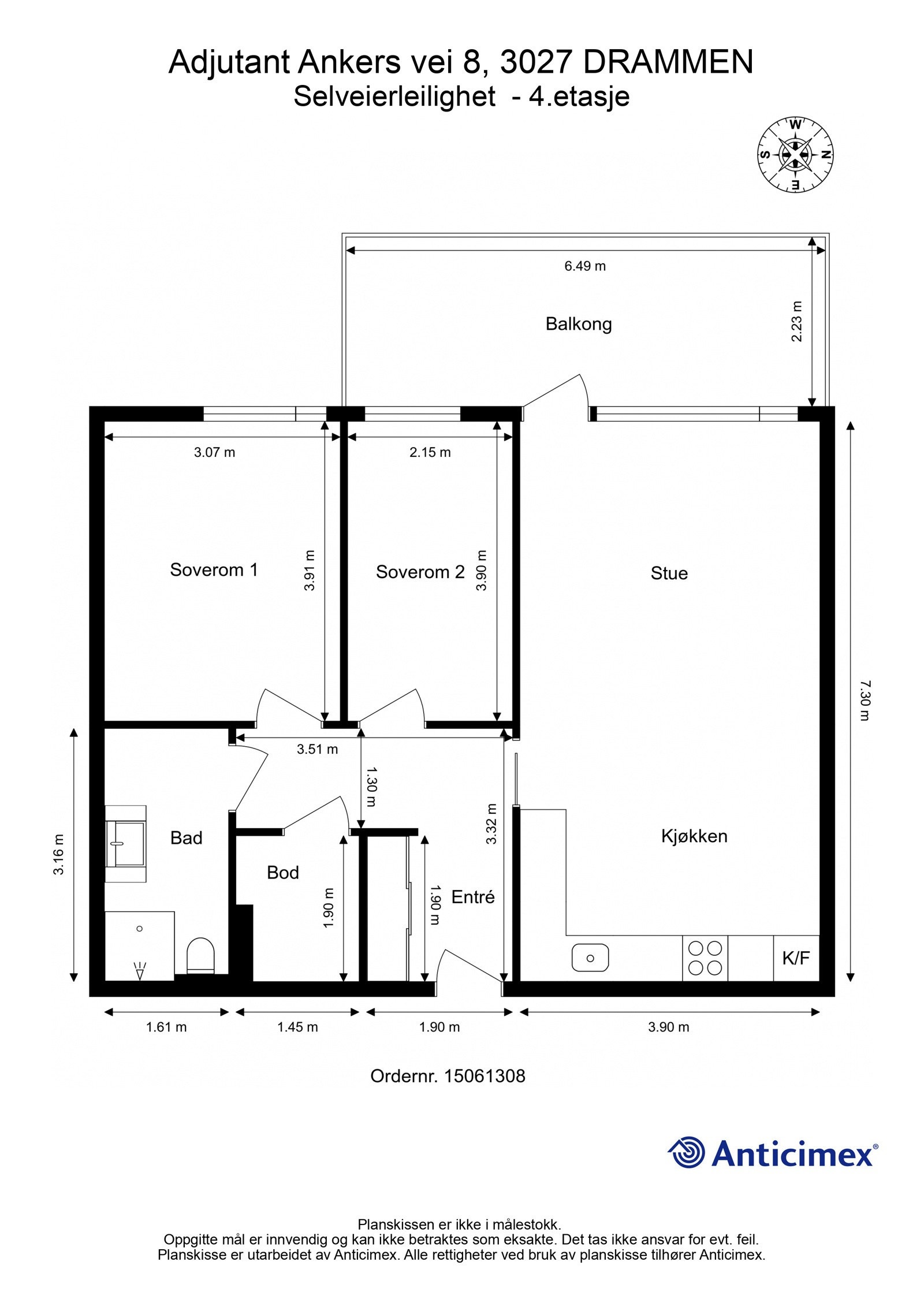 Målsatt plantegning Galleribilde