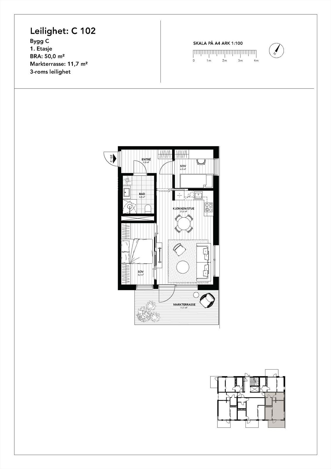 Planløsning C 102 - Legg merke til den gode planløsningen. Galleribilde