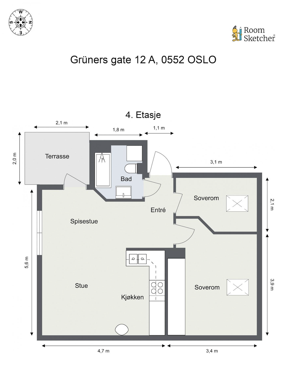 Plantegning. Svært god planløsning som gir mange møbleringsmuligheter Galleribilde
