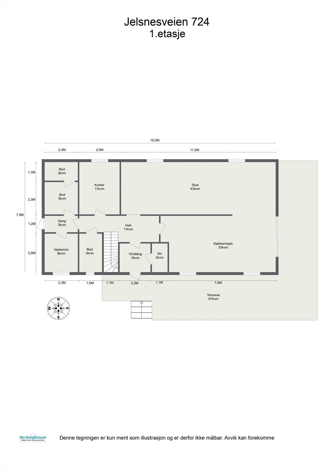 Plantegning 1. etasje Galleribilde