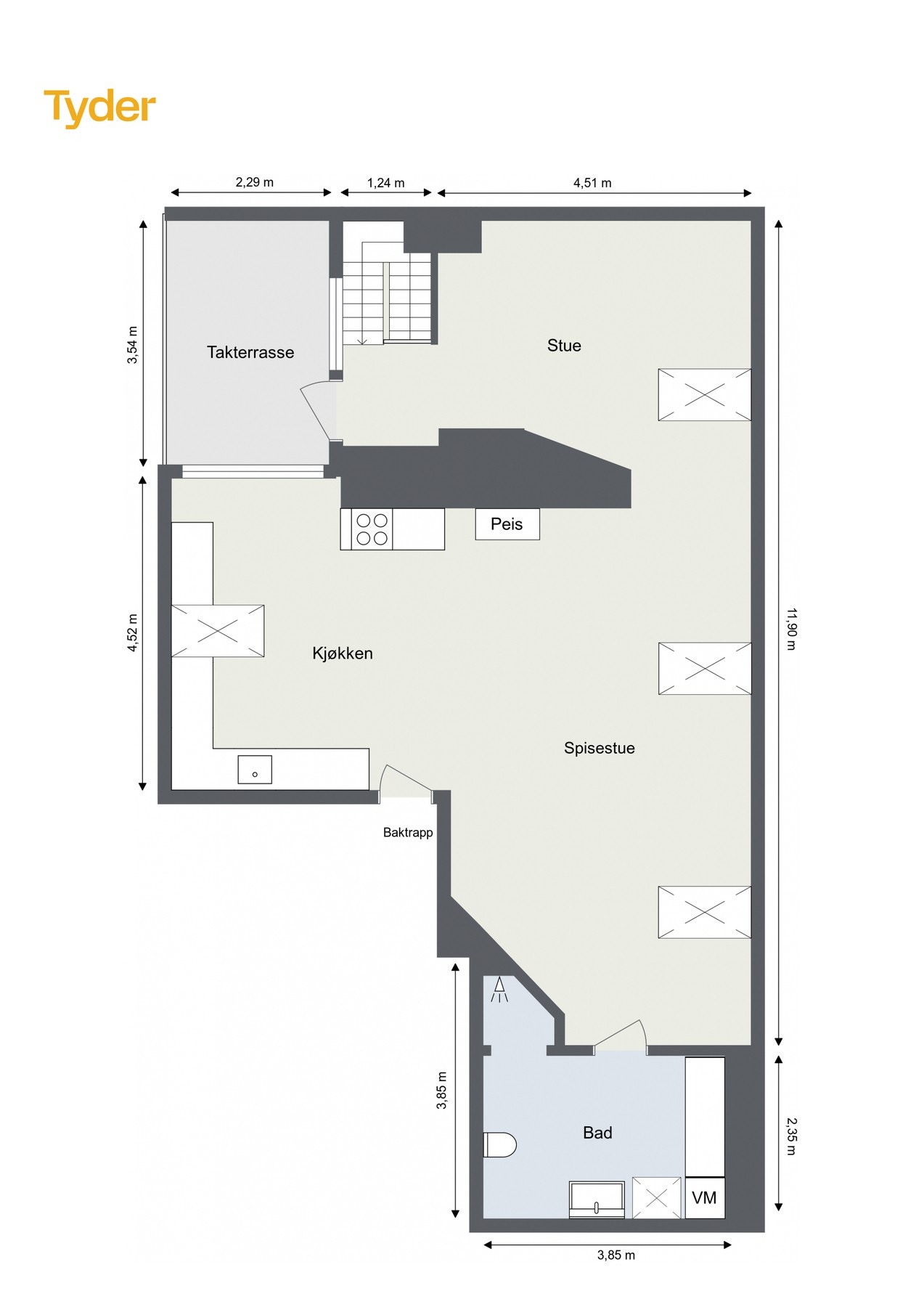 Plantegning - 4. etasje. Galleribilde