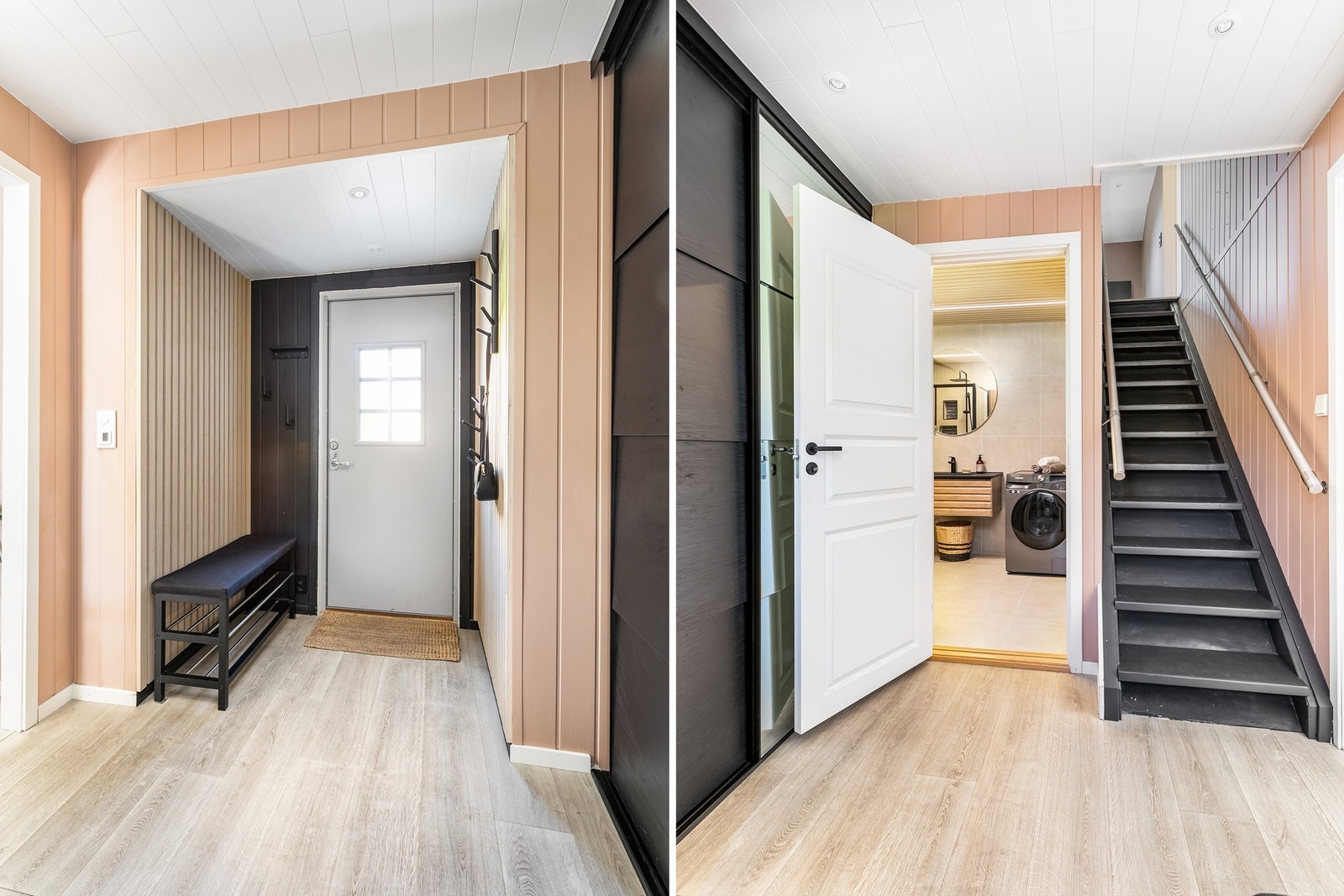 Entreen ble åpnet mot vindfanget i anledning oppussing. Varmefolie er lagt i gulvet også her. Galleribilde