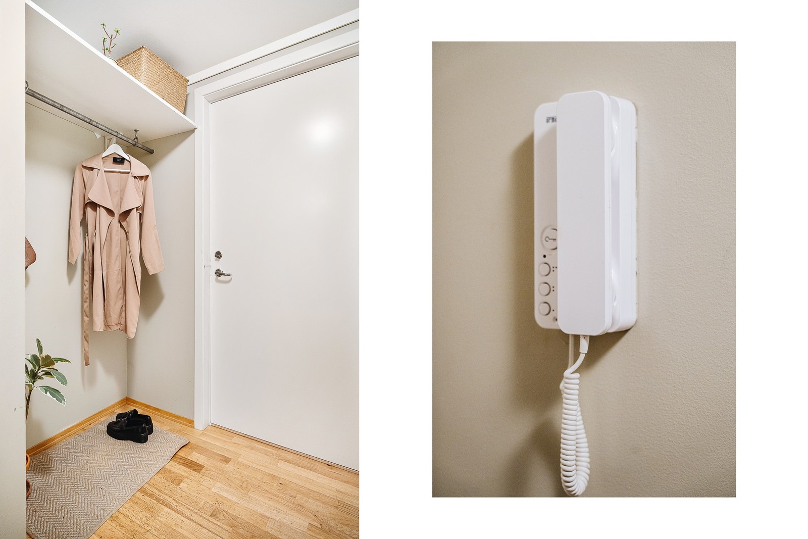 Lyst og luftig entré med god plass til oppbevaring av sko og yttertøy Galleribilde