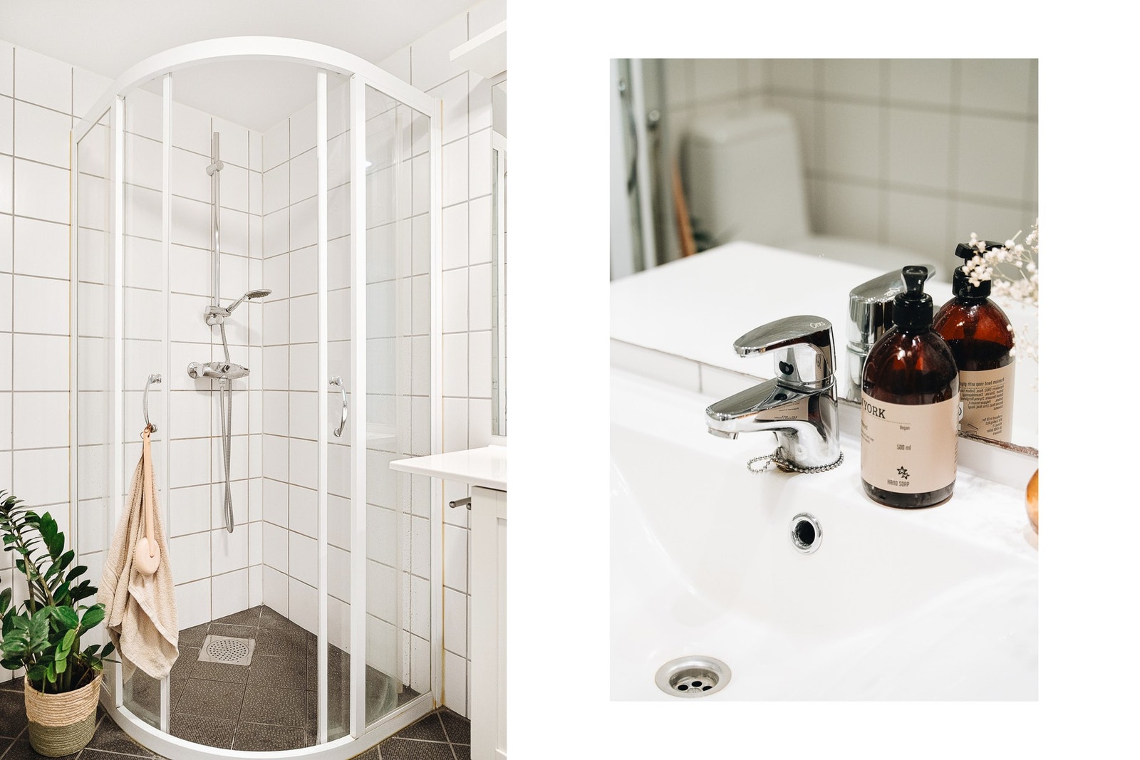 Badet inneholder innredning med servant, toalett, dusjhjørne, speil og belysning Galleribilde