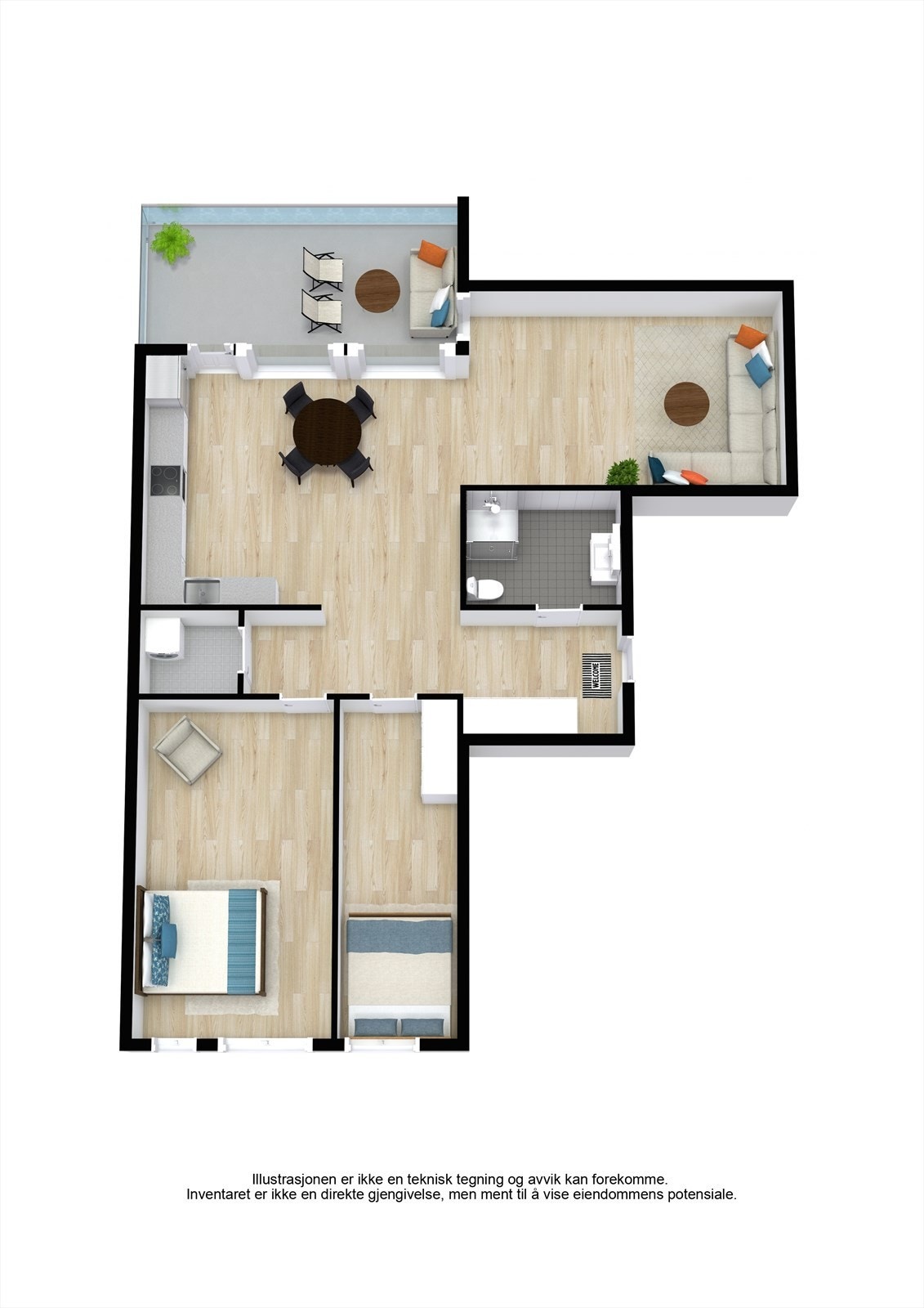 Floorplan letterhead - Krokenveien 40b - 1. Floor - 3D Floor Plan Galleribilde