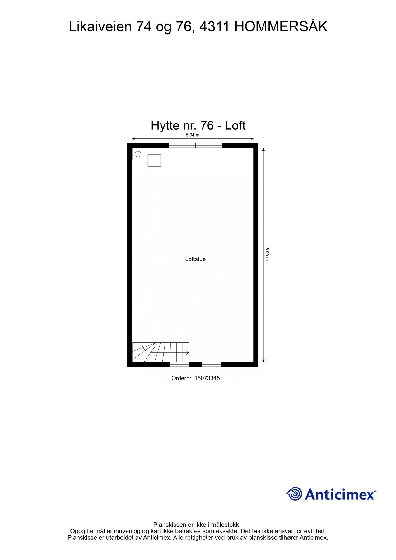 Hytte nr. 76 - Plantegning 2.etg. - Kan avvike fra de faktiske forhold Galleribilde
