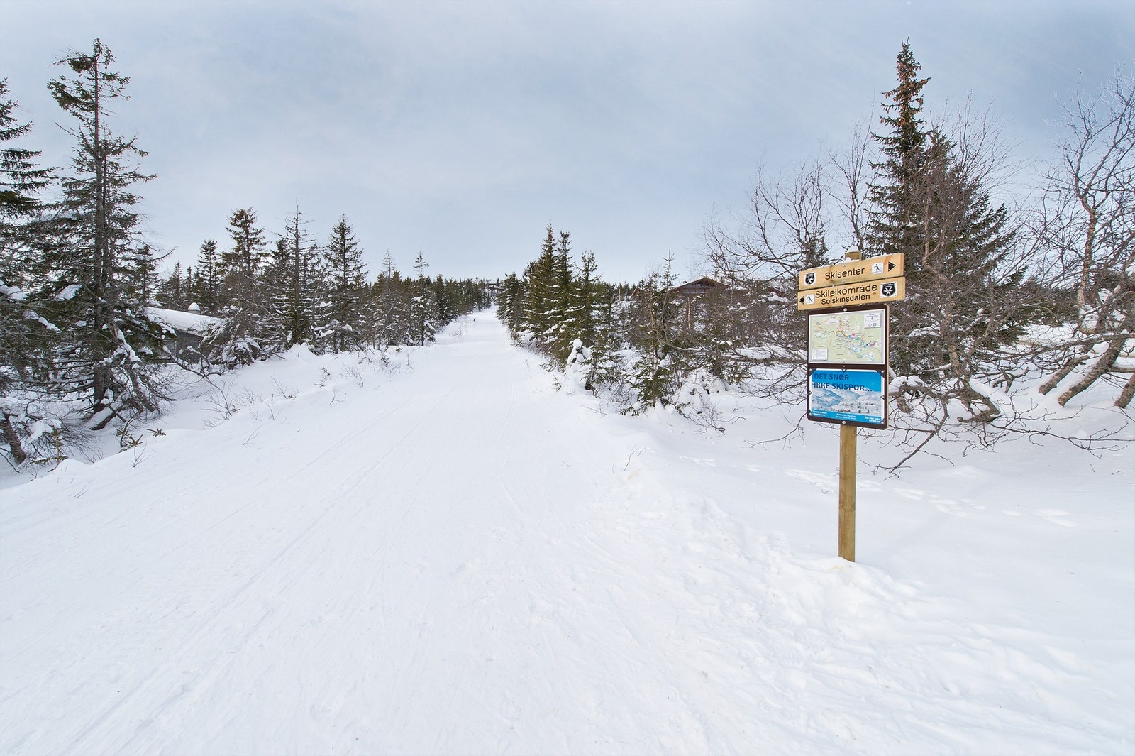 Milevis med preparerte langrennsløyper på vinterstid Galleribilde