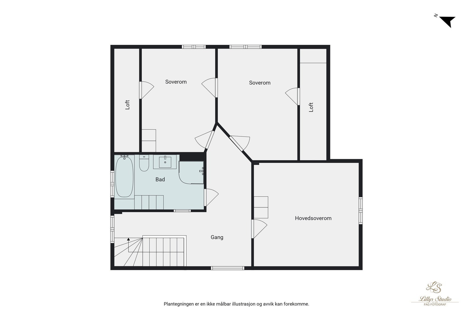 Plantegning tredje etasje. Galleribilde