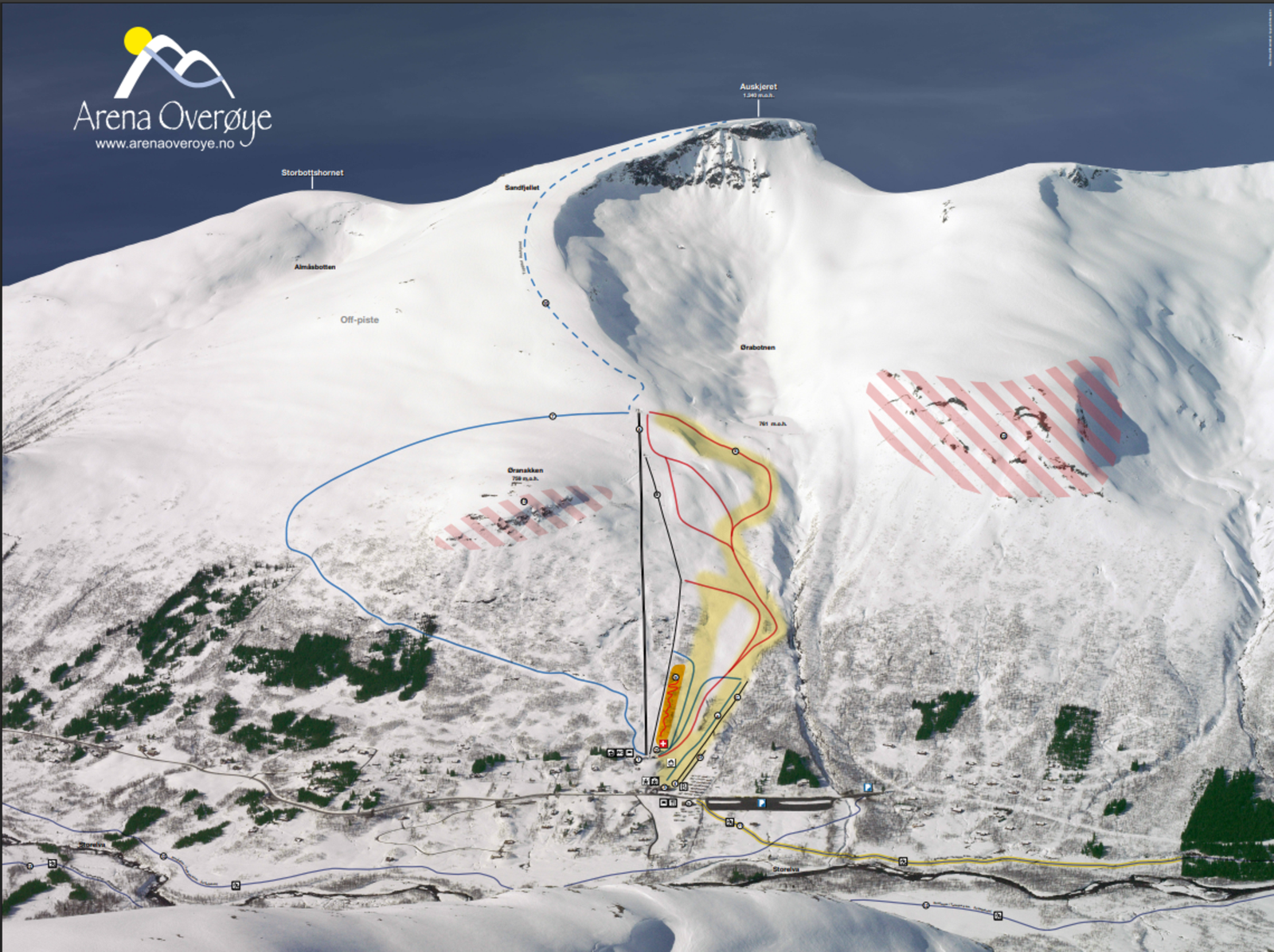 Alpintløypene ligger ca. 6 min unna hytta med bil. Galleribilde