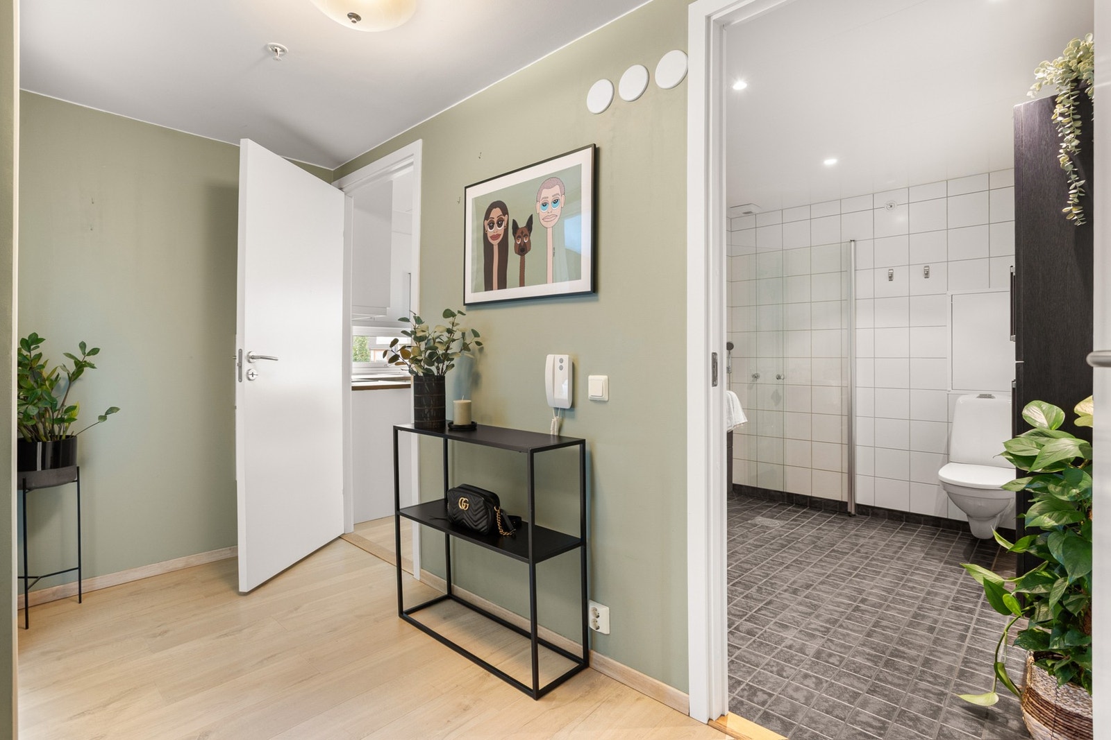 Entréen gir et godt førsteinntrykk av boligen. Galleribilde