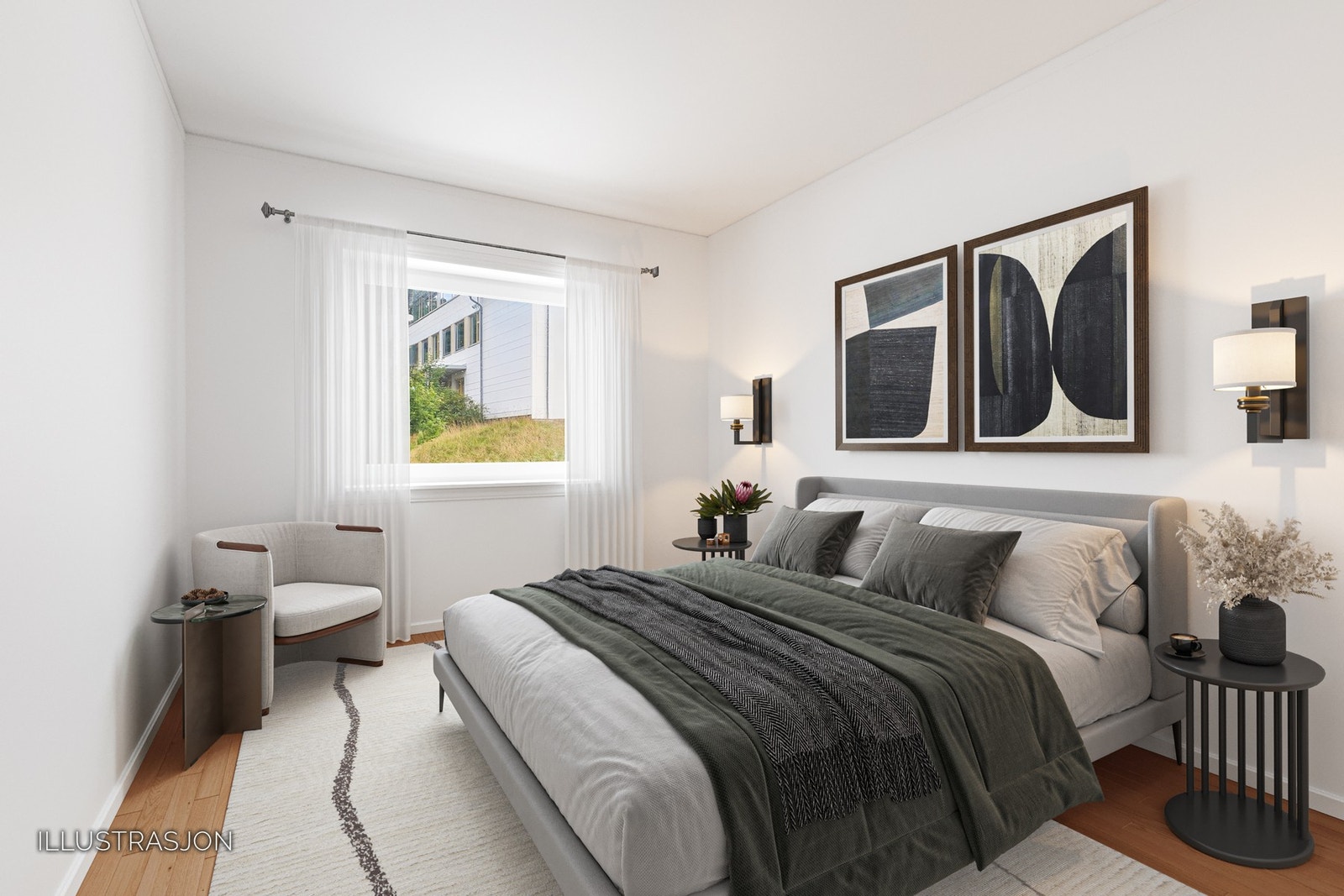 Hovedsoverom, digitalt oppusset. Galleribilde