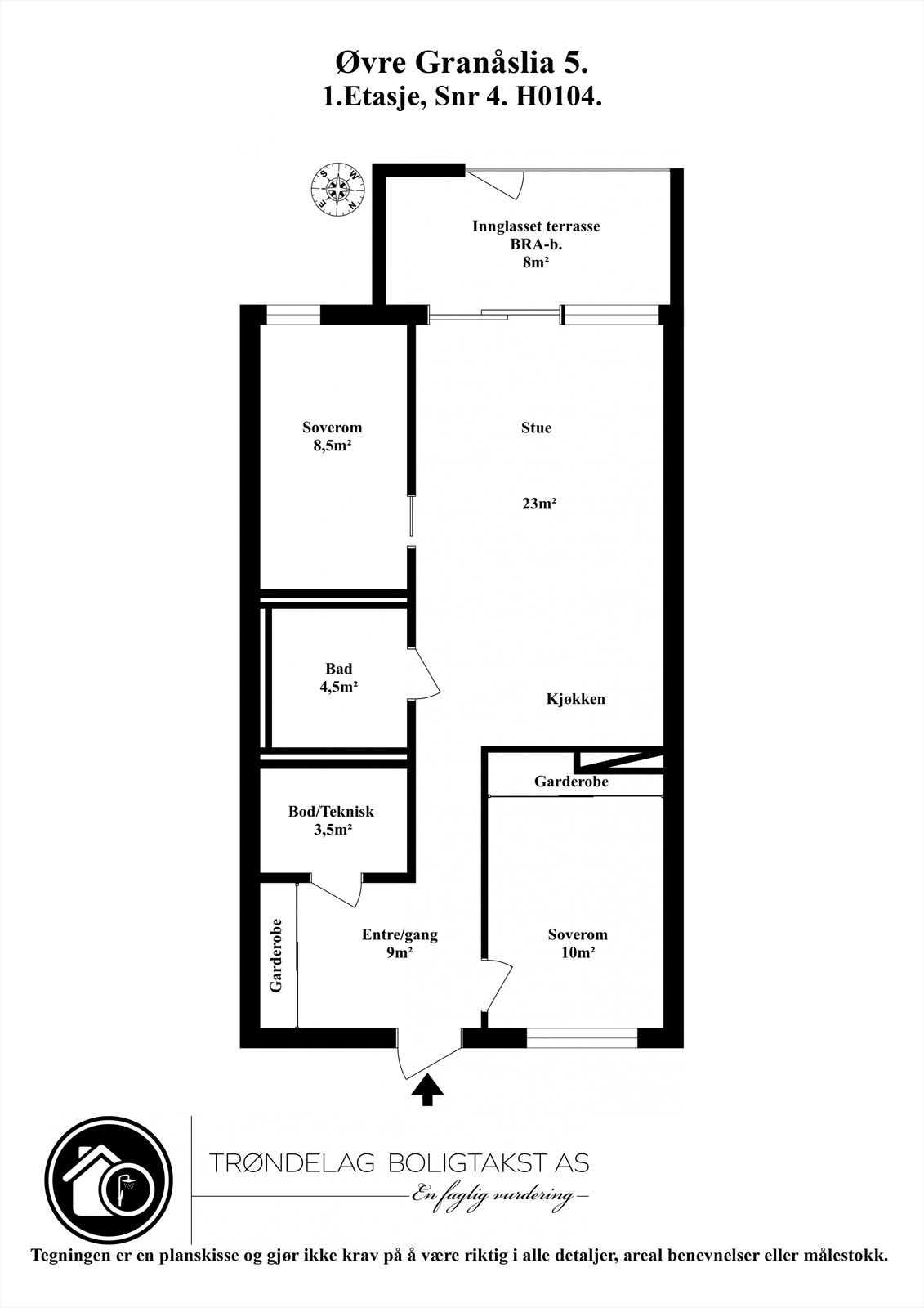 Planskisse for leiligheten i 1.etasje. Galleribilde