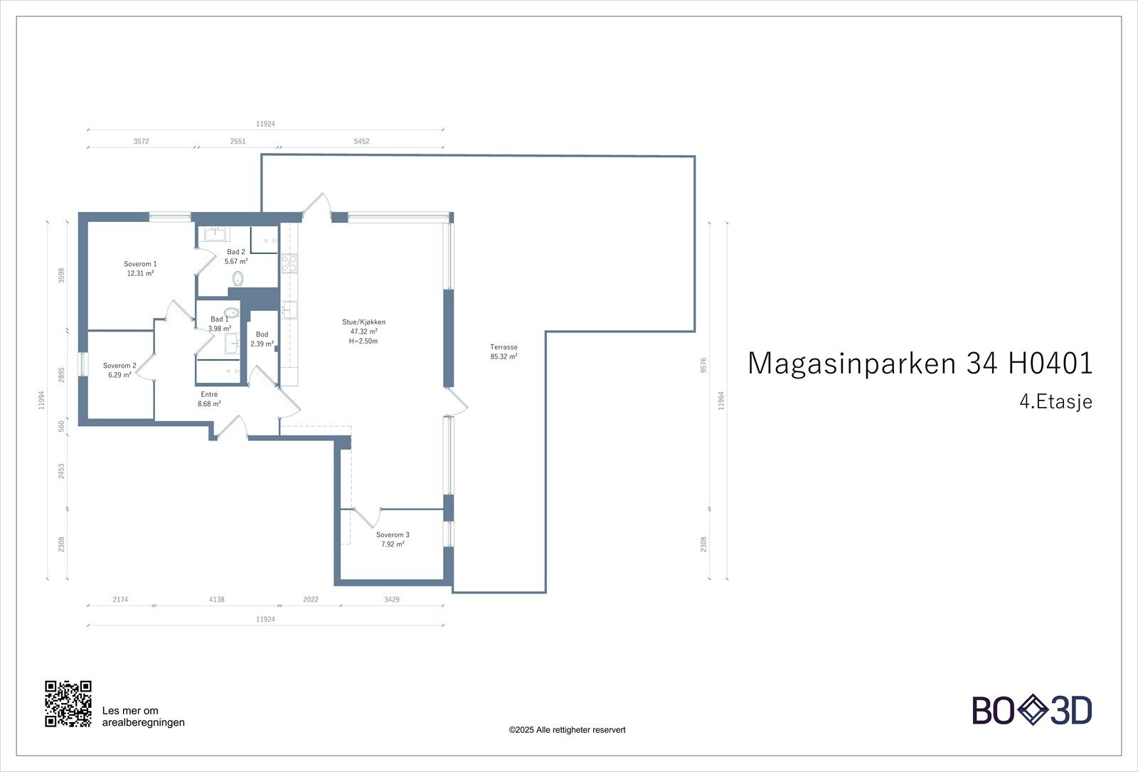 Se på denne meget gode planløsningen med stor takterrasse Galleribilde