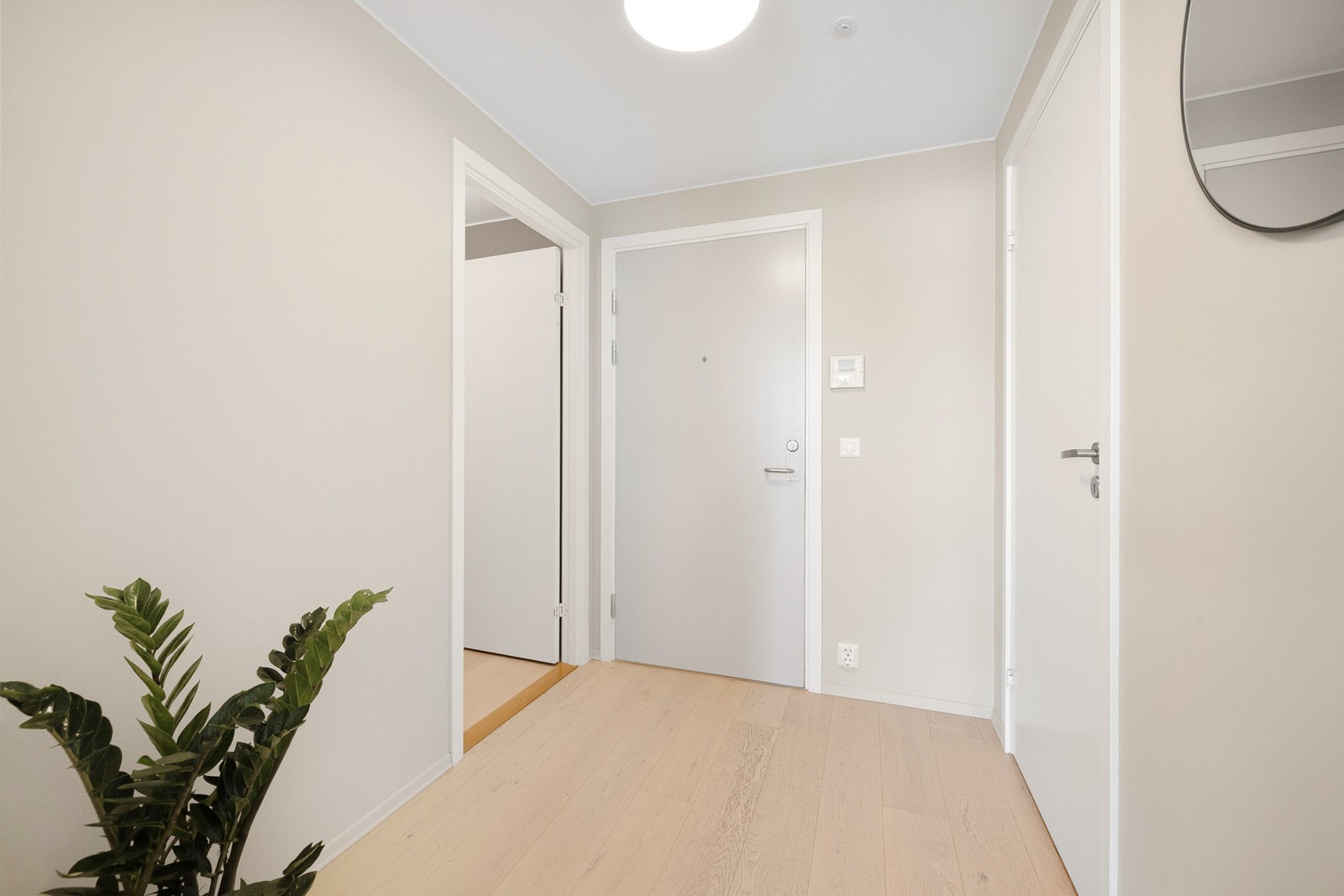 Entréen har gode møbleringsmuligheter, med plass til garderobeløsninger, sittebenk eller andre innredningsdetaljer som kan skape en hyggelig velkomstsone. Galleribilde