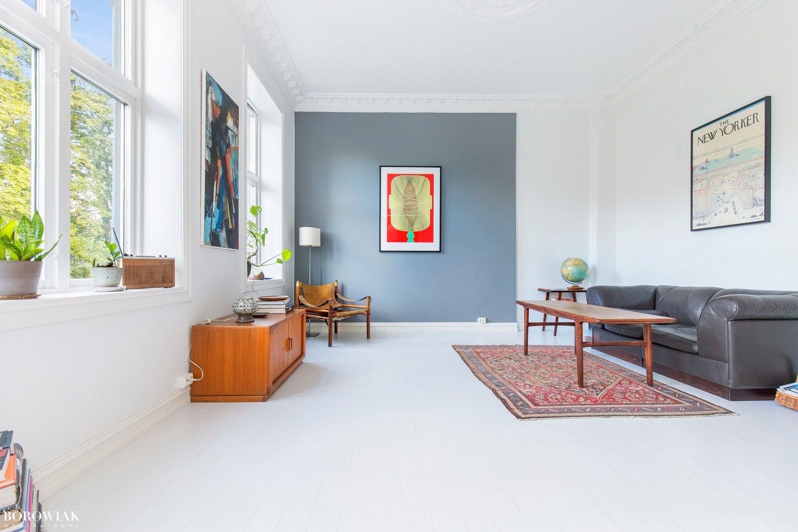 Malt orginalt tregulv i hele leiligheten bortsett fra baderommet Galleribilde