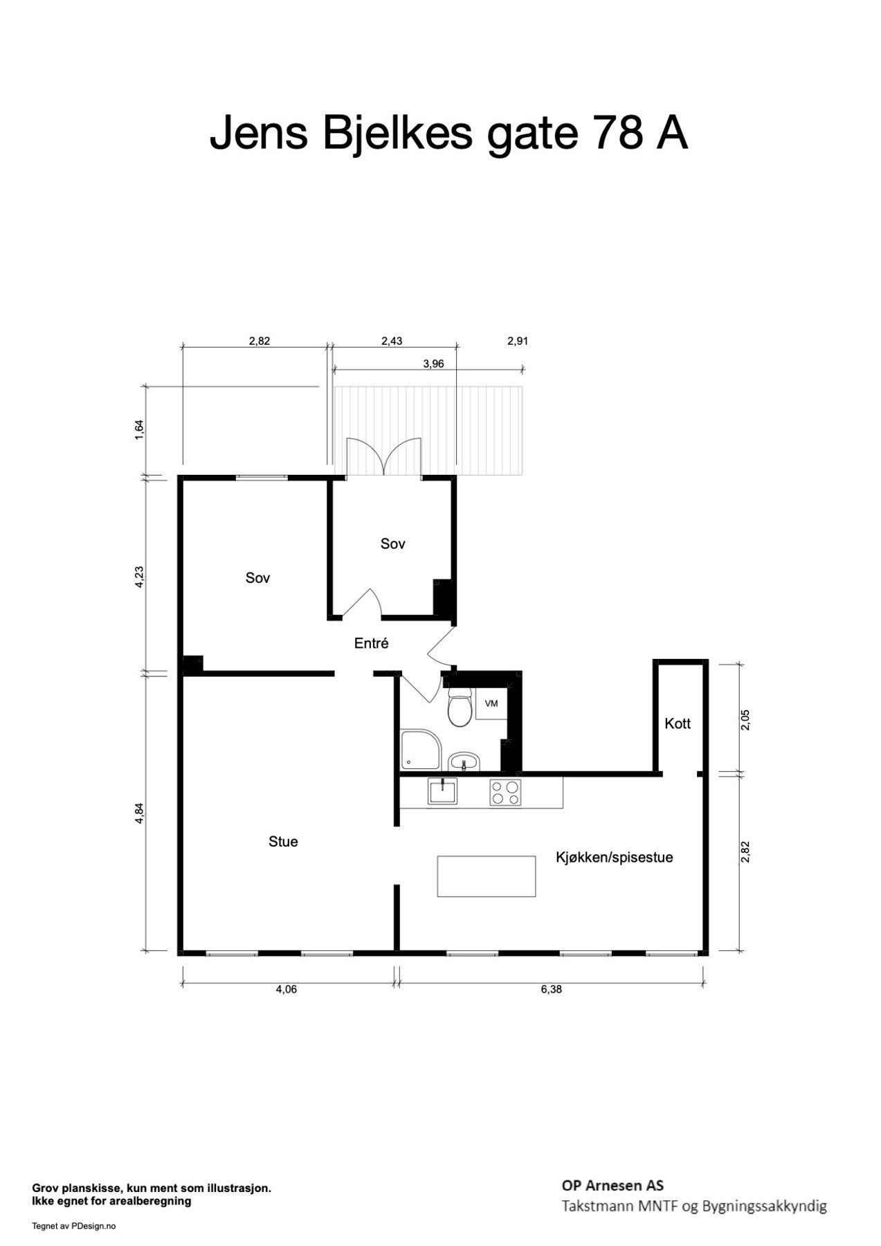 Plantegning med mål. Galleribilde