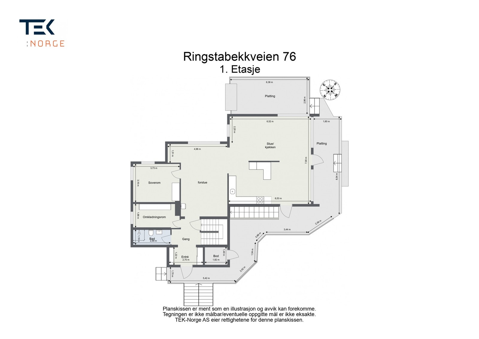 Plantegning 1.etasje, Ringstabekkveien 76. Galleribilde
