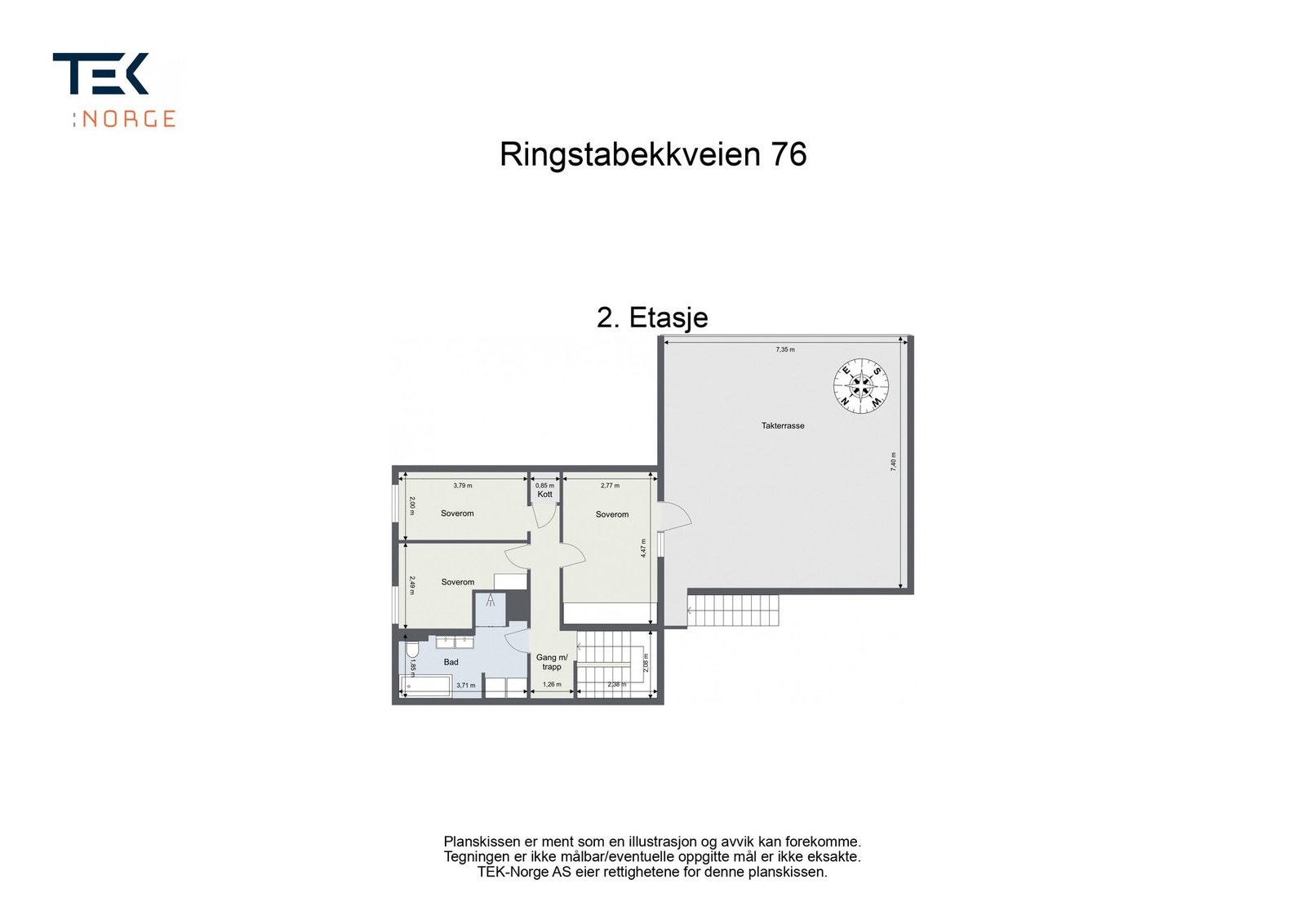 Plantegning 2.etasje, Ringstabekkveien 76. Galleribilde