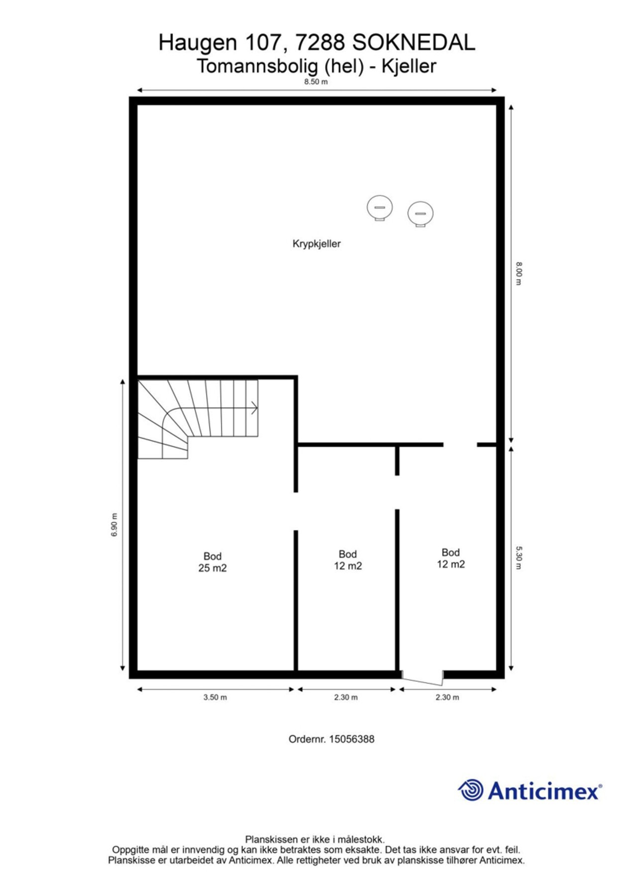 Planløsing kjeller. Galleribilde