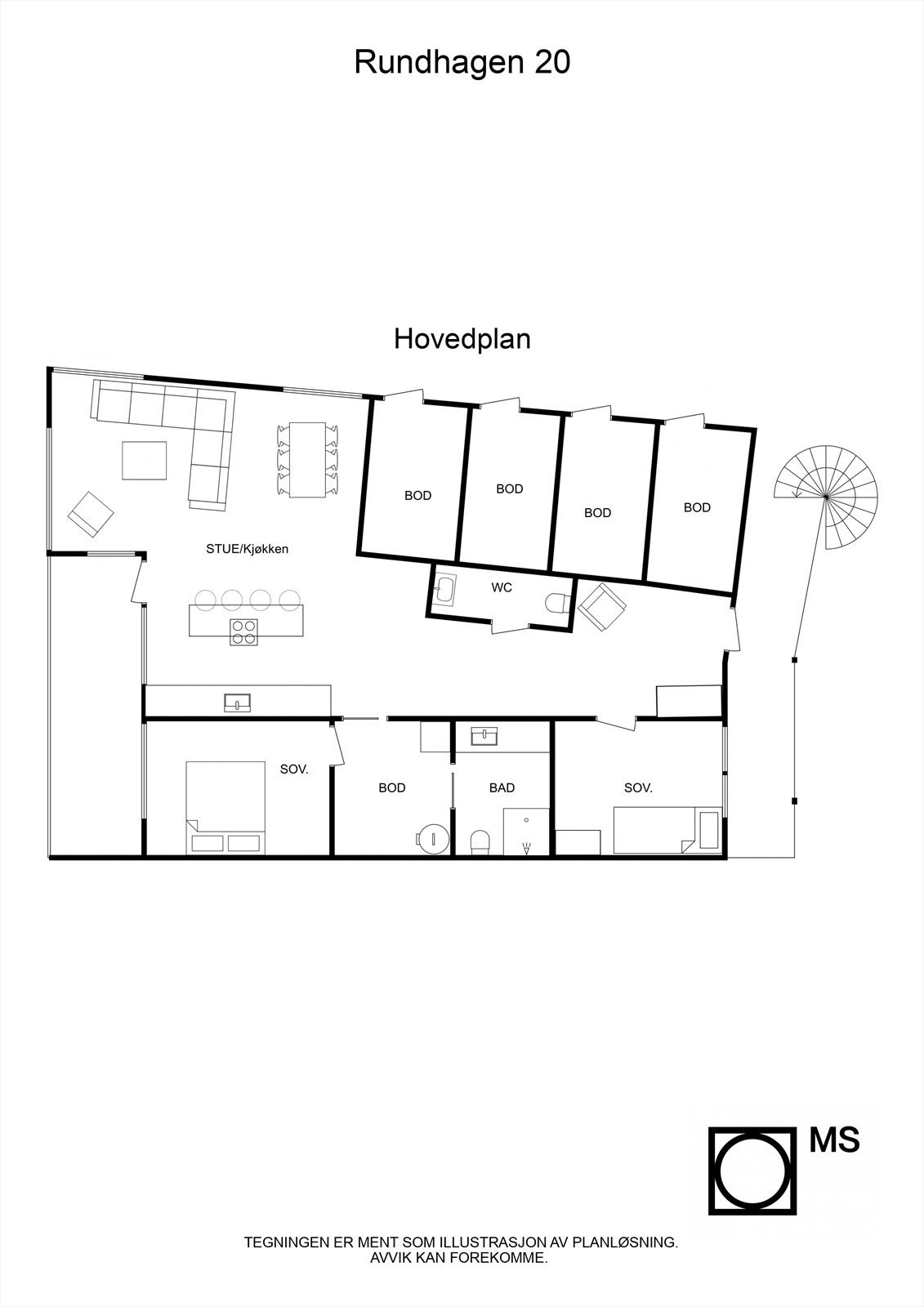 Floorplan letterhead - Rundhagen 20 - Hovedplan - 2D Floor Plan Galleribilde