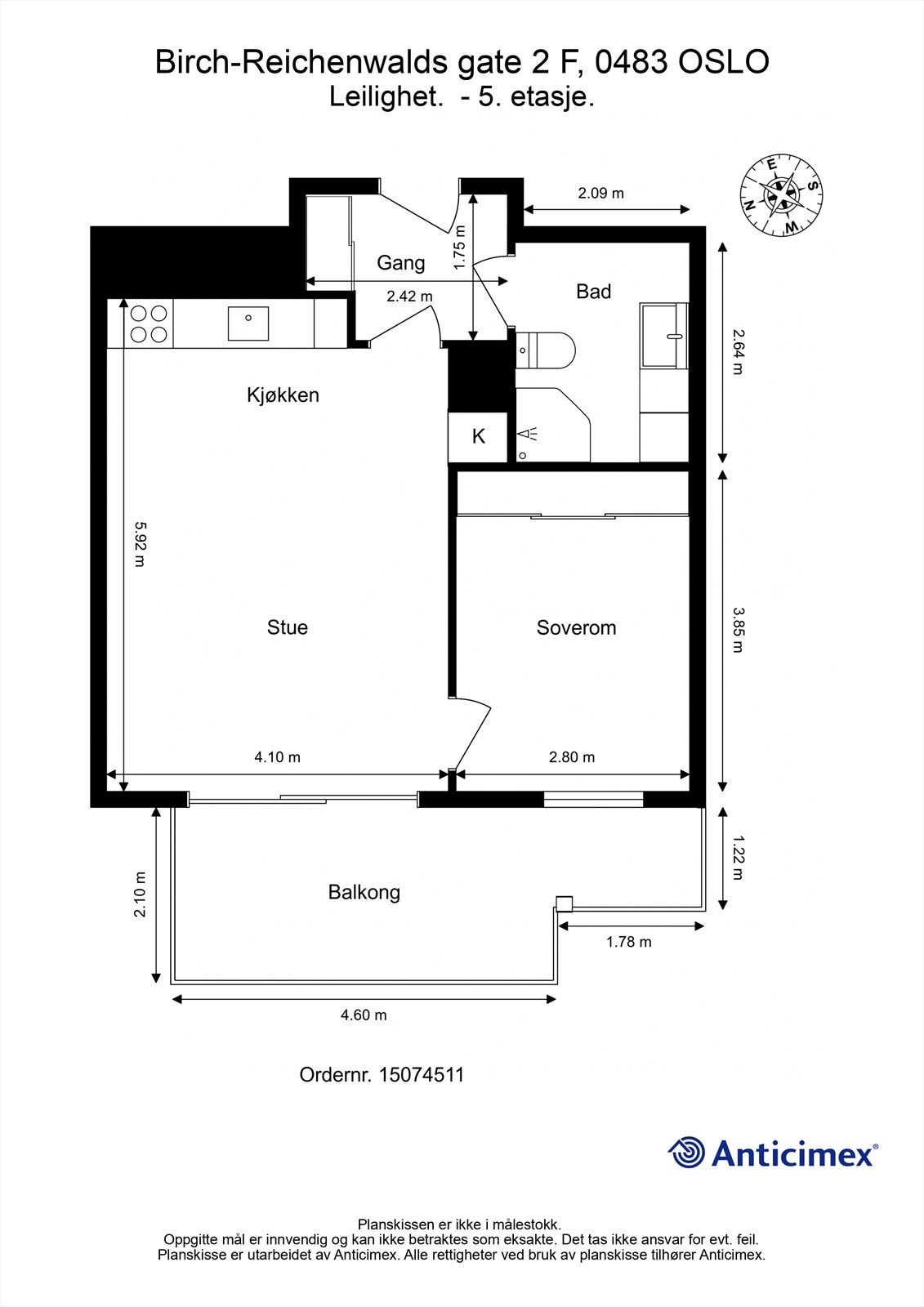 Plantegning leilighet i 5. etasje Galleribilde