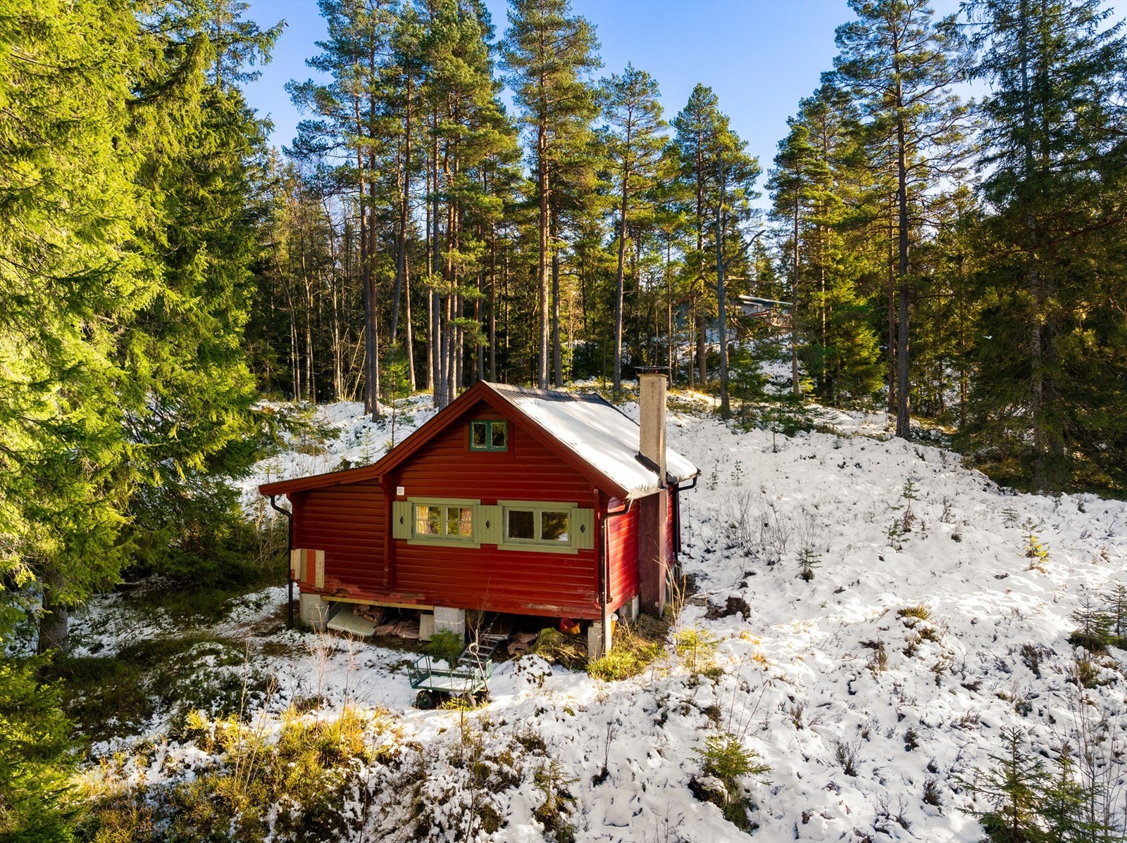Tomten er festet, på hele 2.030 kvm. og utelukkende naturtomt. Galleribilde