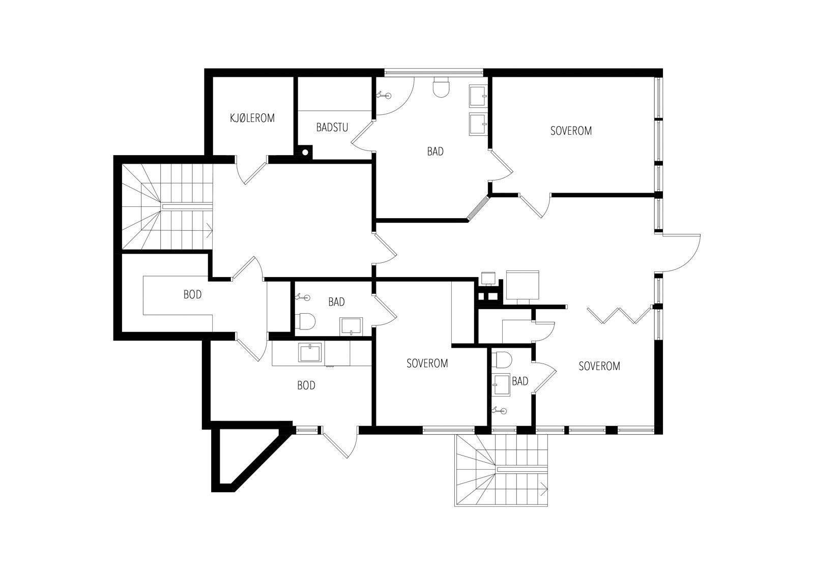 Plantegning gauselvågen 64 B, Underetasje. Galleribilde