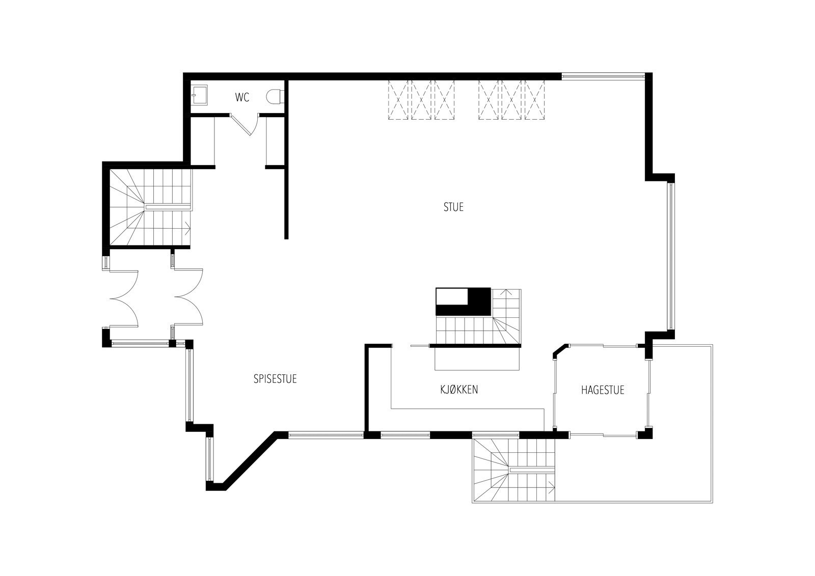 Plantegning gauselvågen 64 B, 1.etasje. Galleribilde