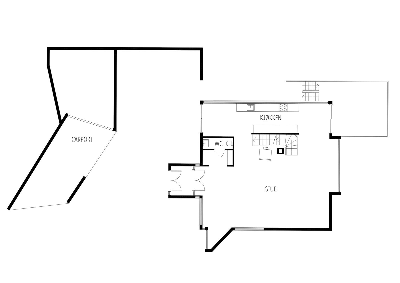 Plantegning gauselvågen 64 A, 1. etasje. Galleribilde