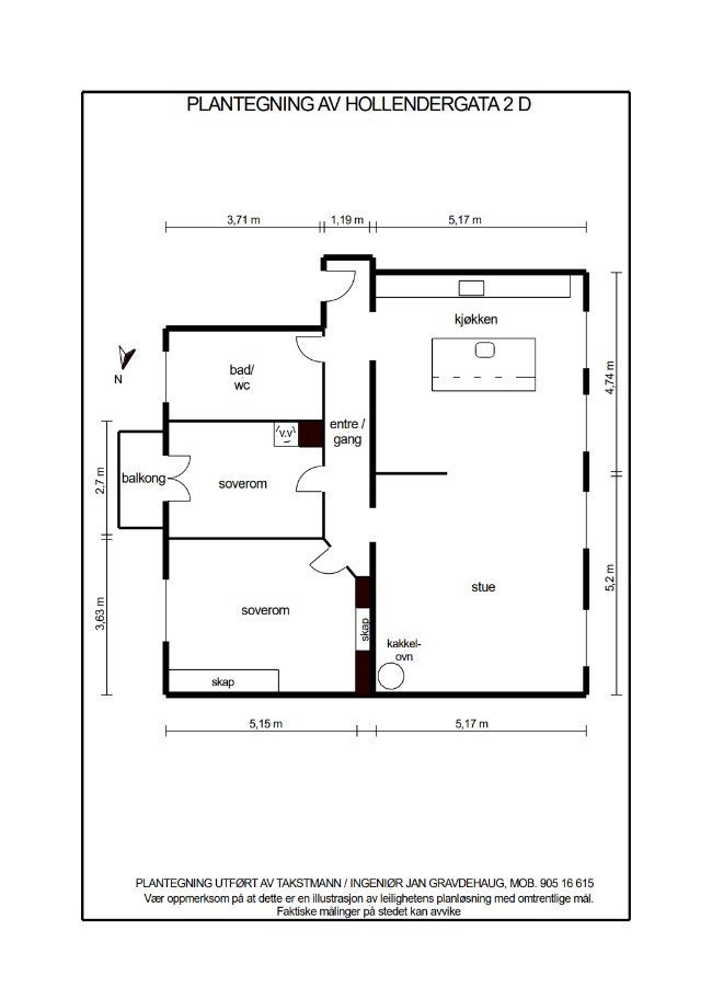 Planskisse Hollendergata 2D. Galleribilde