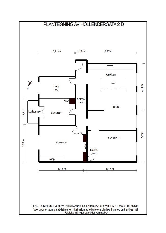 Alternativ planskisse med 3 soverom. Galleribilde