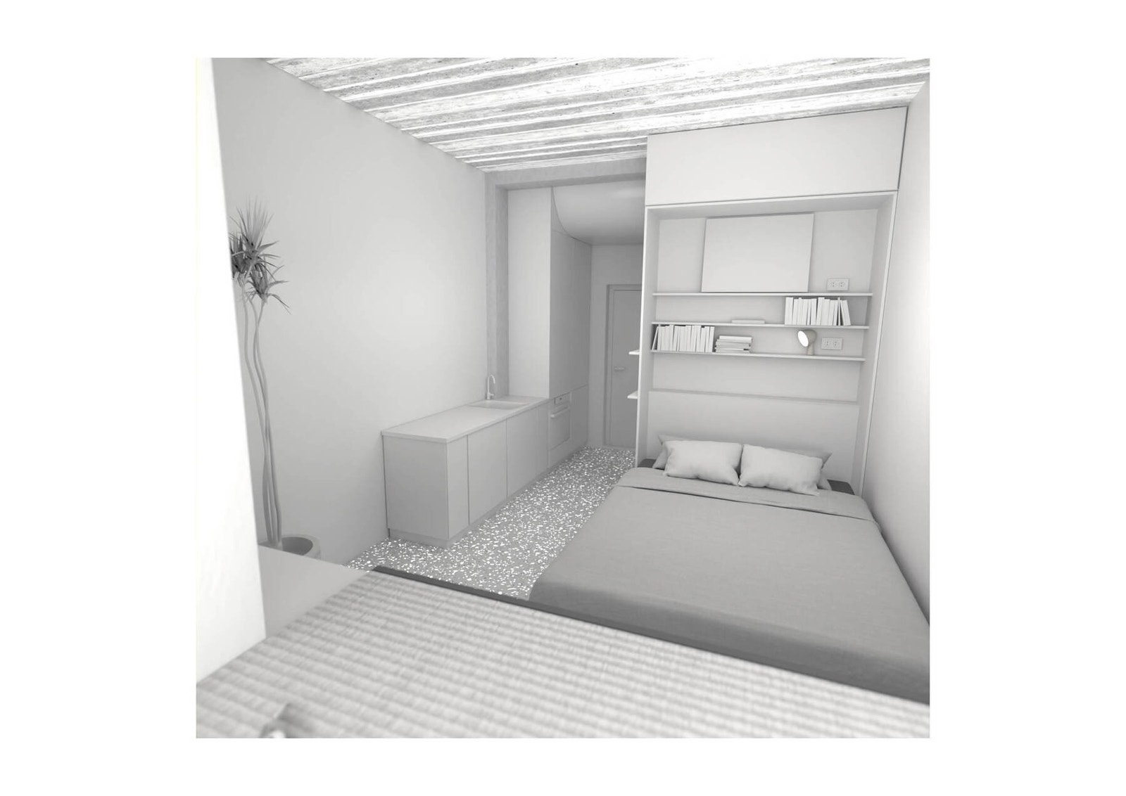 Alternativ møblering med sofa og integrert skapseng. Galleribilde