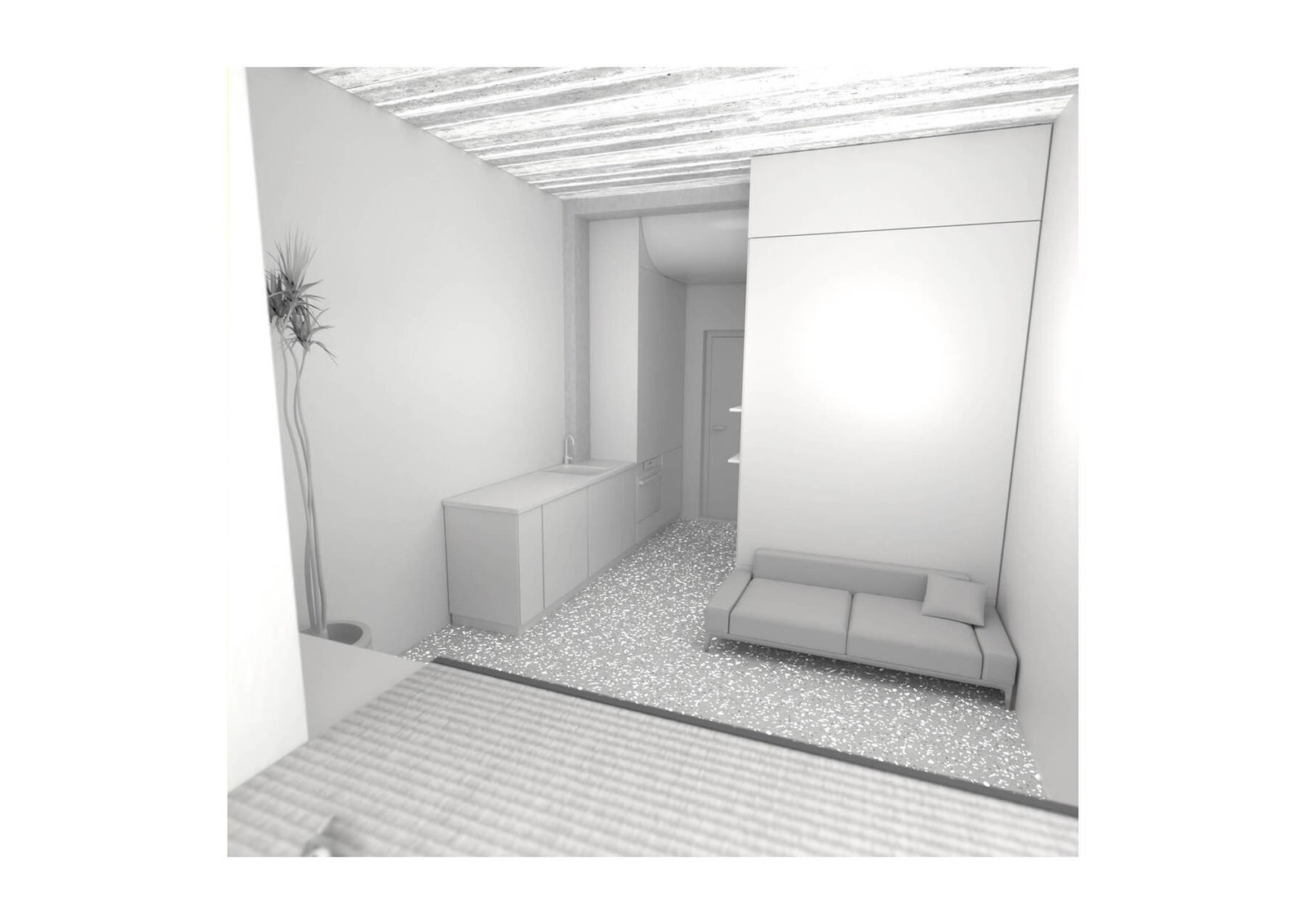 Alternativ møblering med sofa og integrert skapseng. Galleribilde