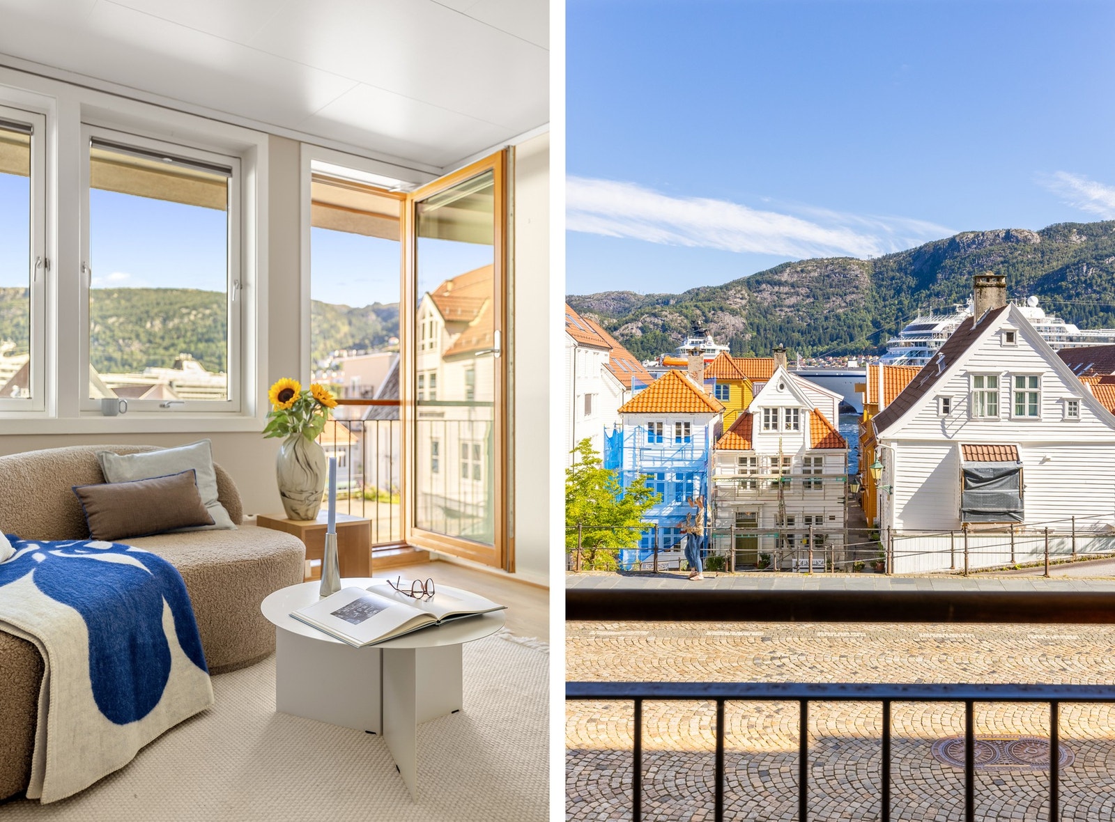 I stuen er det flere vindusflater og en fransk balkong som slipper inn godt med naturlig lys. Galleribilde