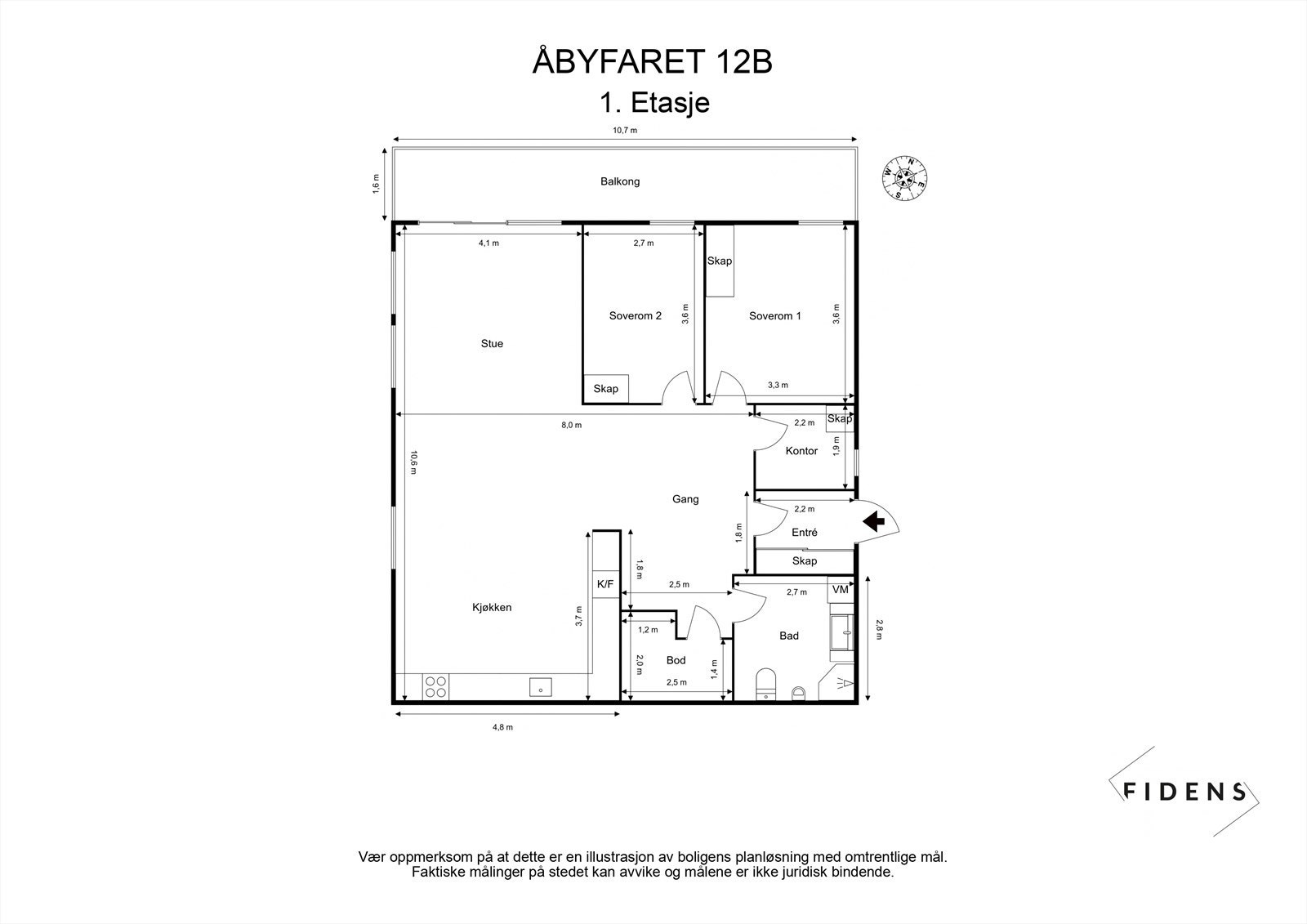 Leilighetens planløsning. Galleribilde