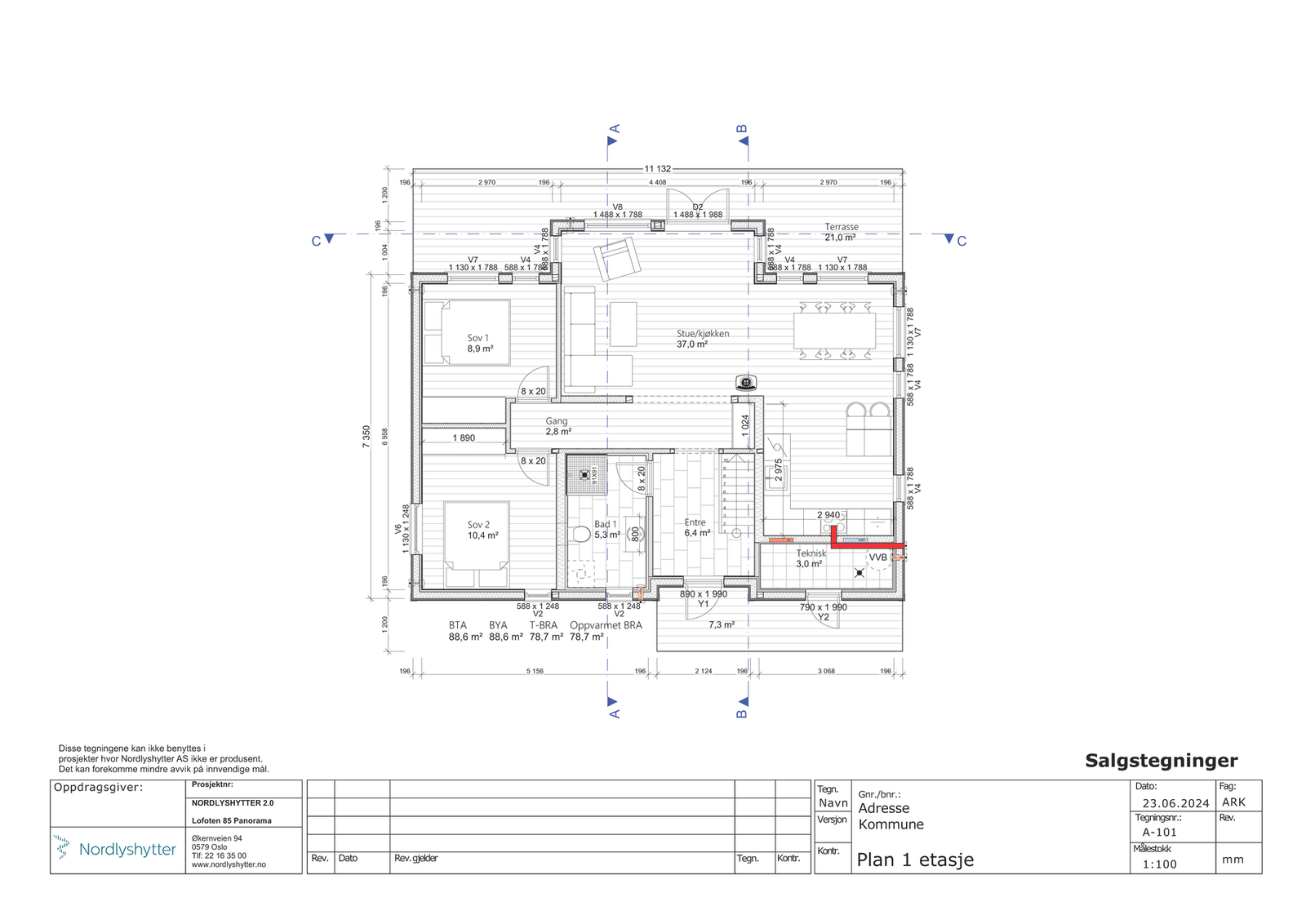Plantegning hovedplan Lofoten 85 Panorama Galleribilde