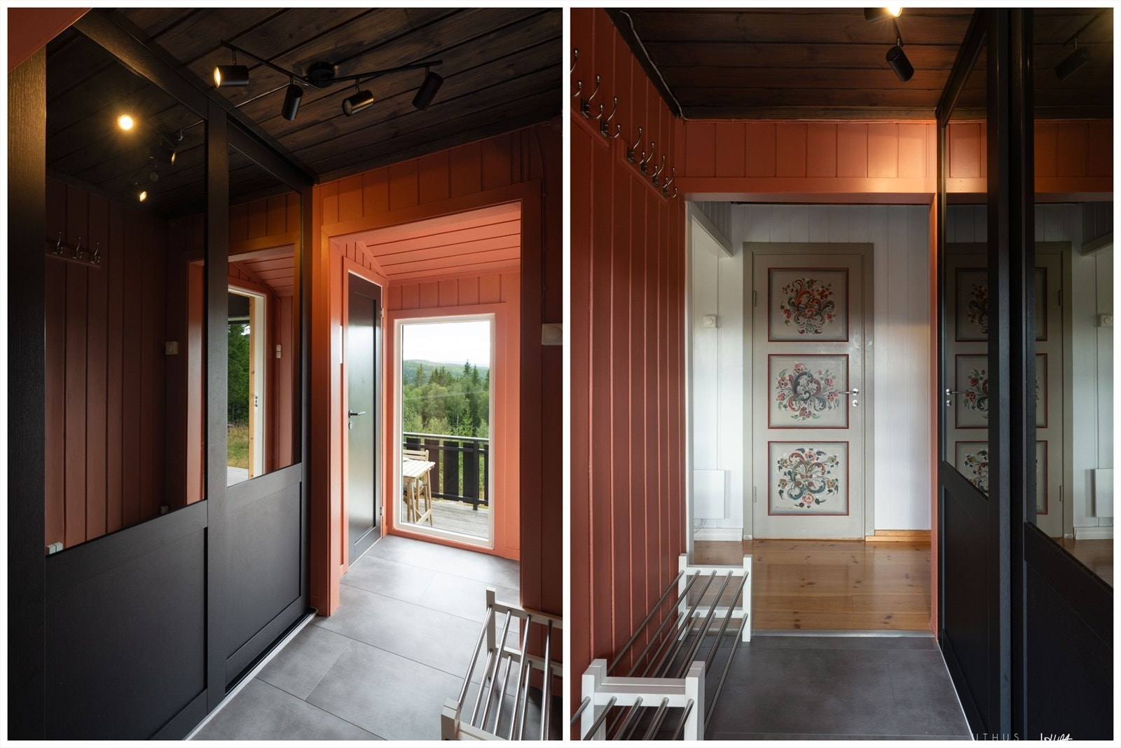 Gang med praktisk skyvedørsgarderobe. Galleribilde