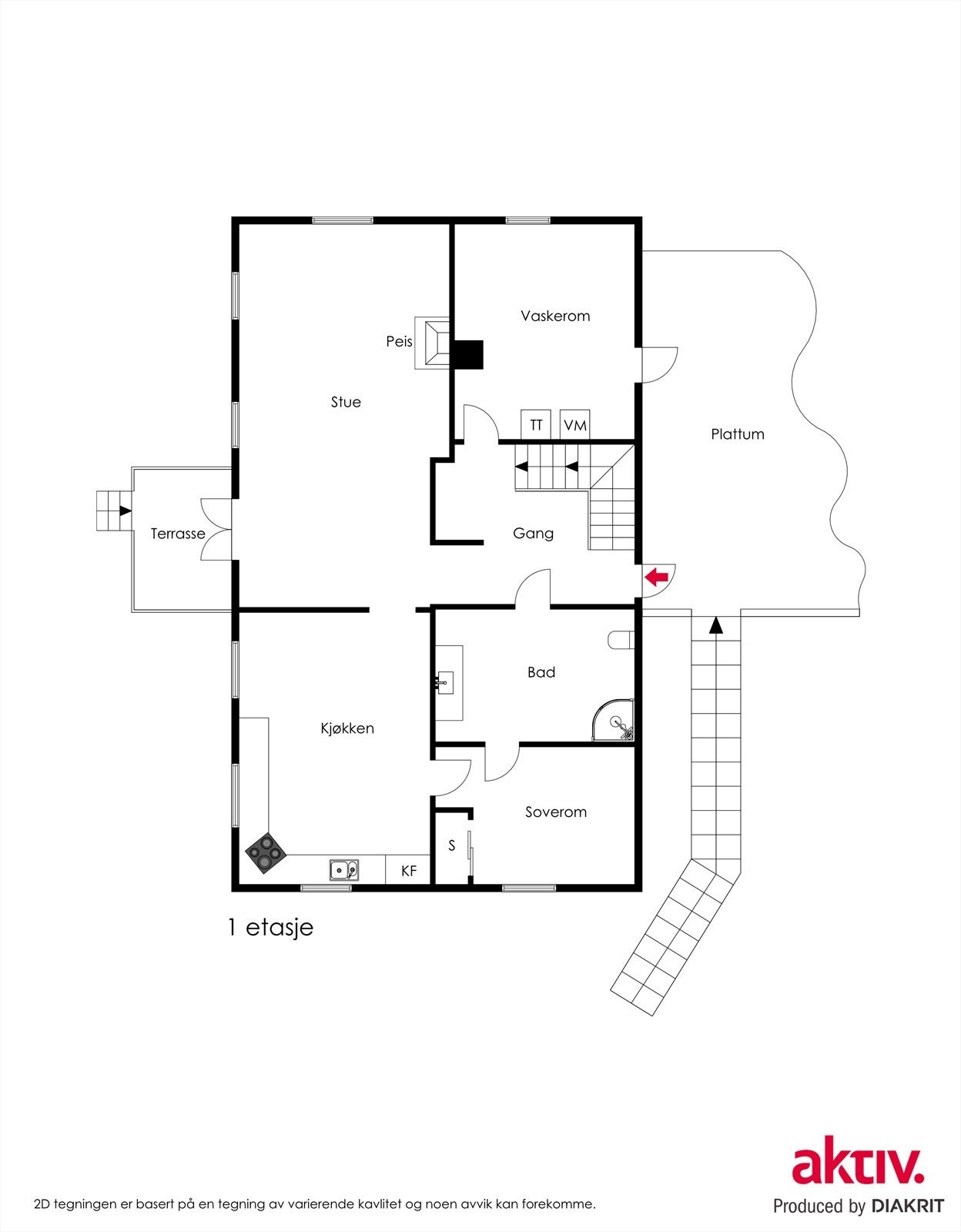 2D Plantegning 1. etasje Galleribilde