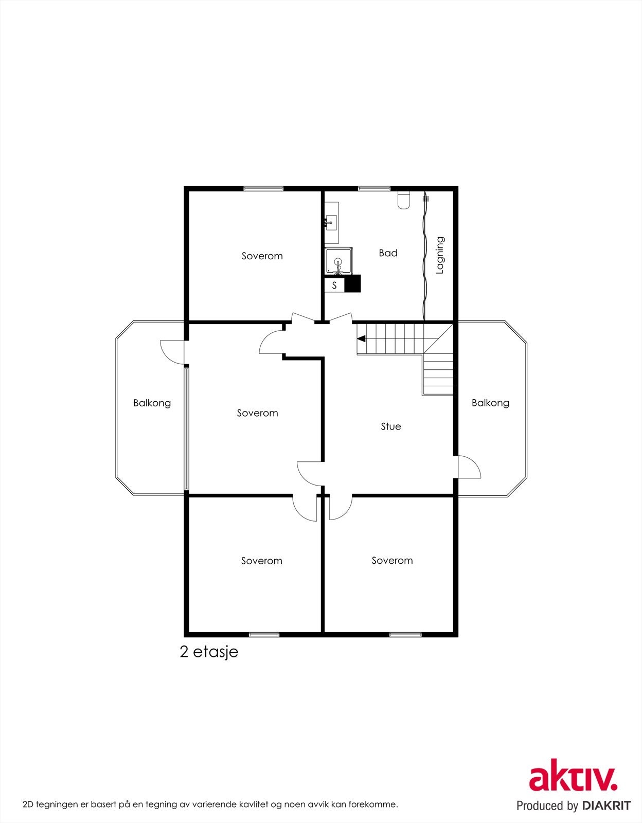 2D plantegning 2. etasje Galleribilde